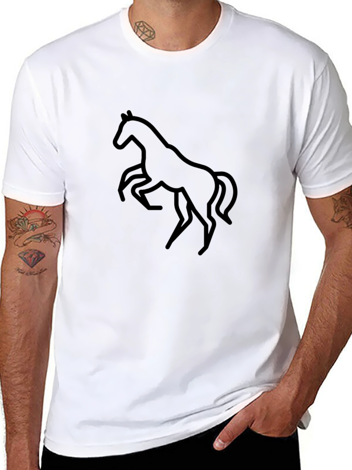 Black Horse Graphic Tee - Mens Casual Style
