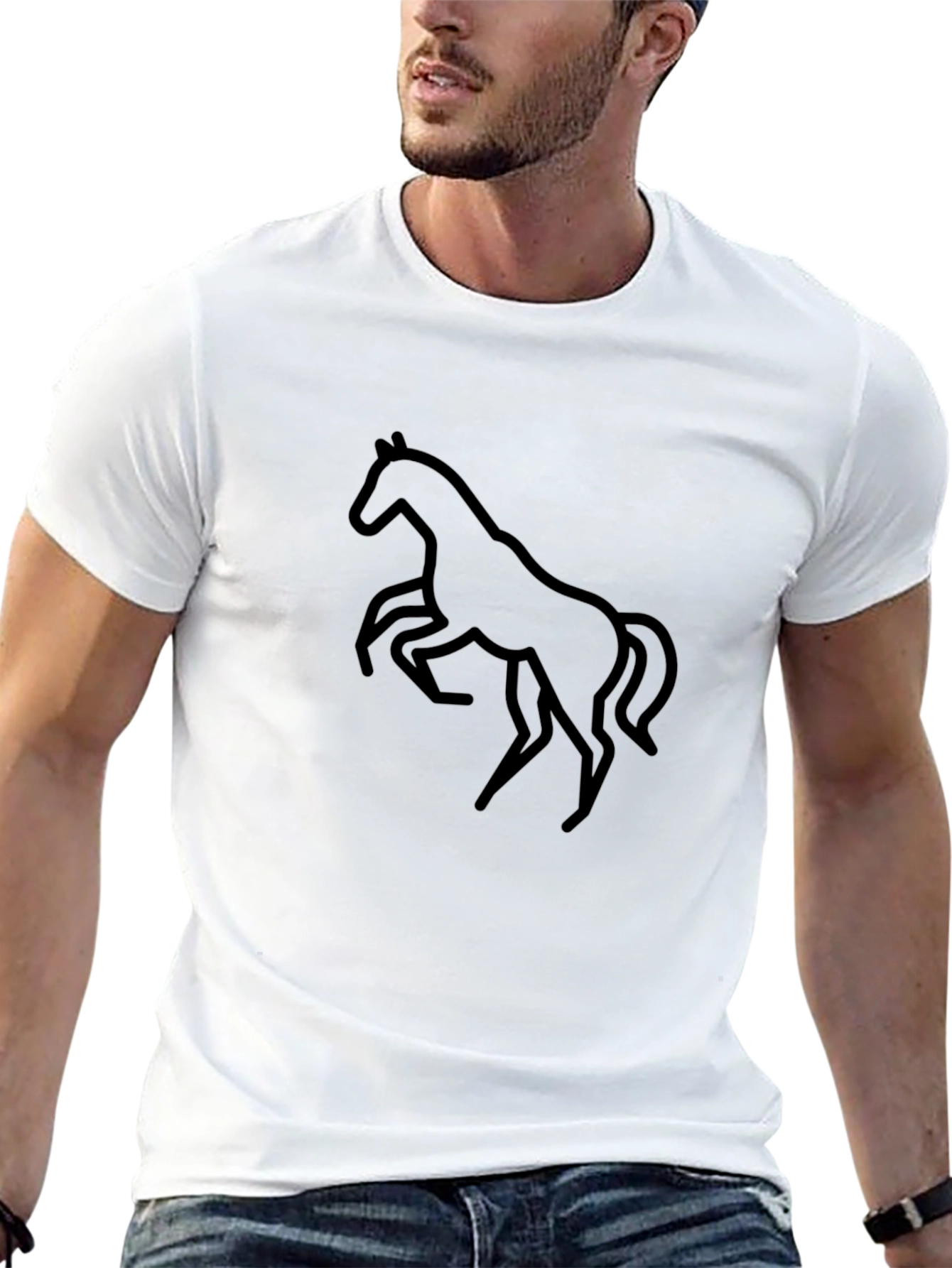 Black Horse Graphic Tee - Mens Casual Style