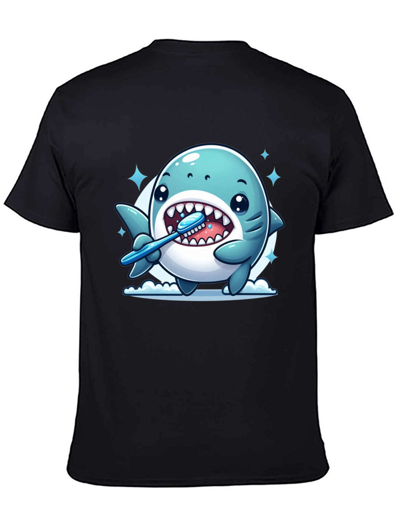 Cute Shark Brushing Teeth Graphic Tee