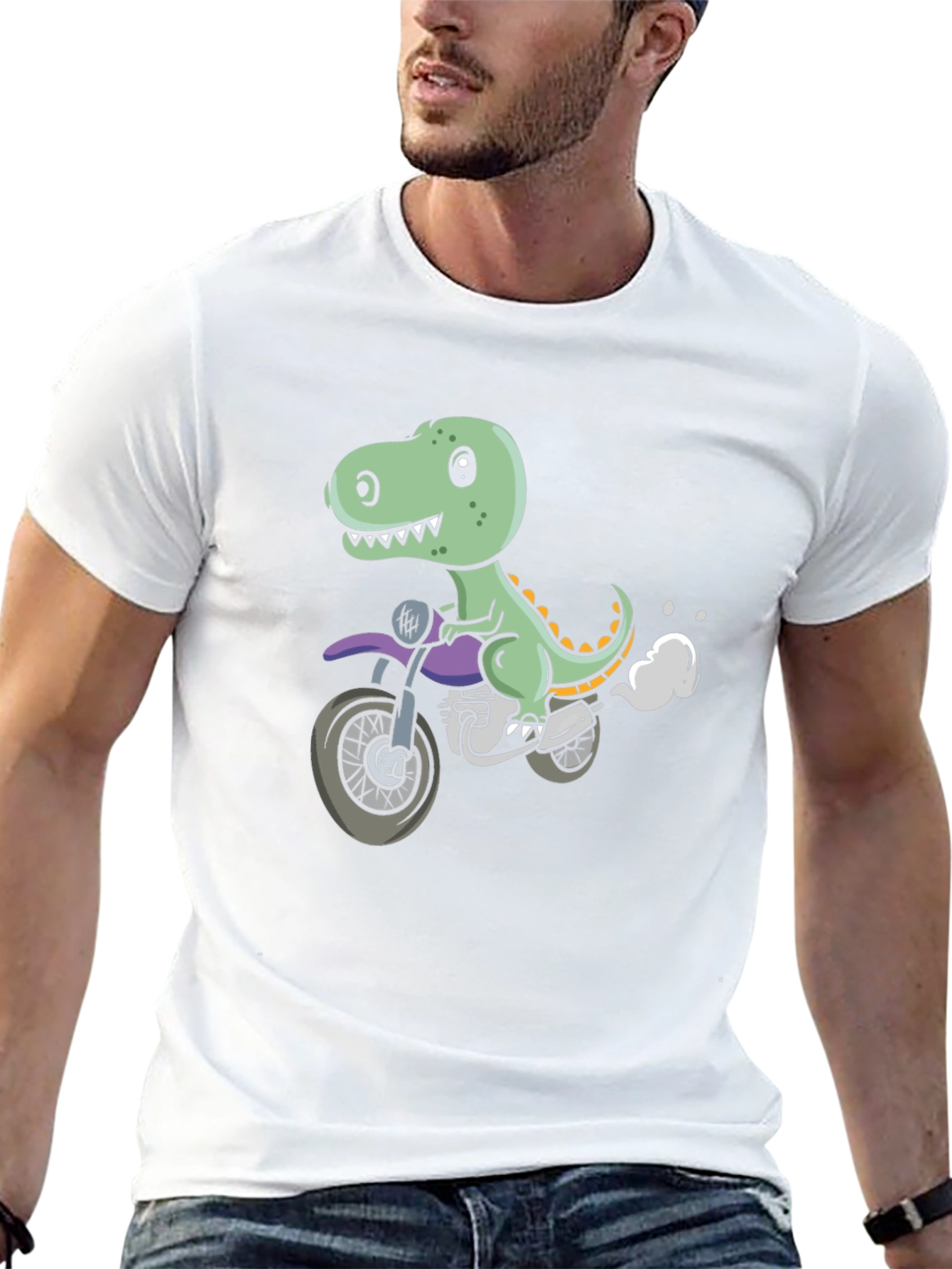Dino Rider T-Shirt - Cool Motorcycle Graphic Tee