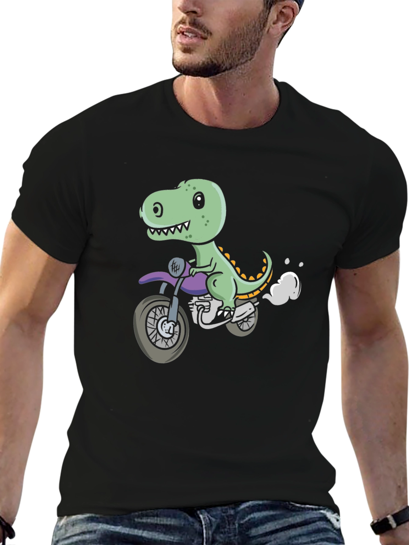 Dino Rider T-Shirt - Cool Motorcycle Graphic Tee