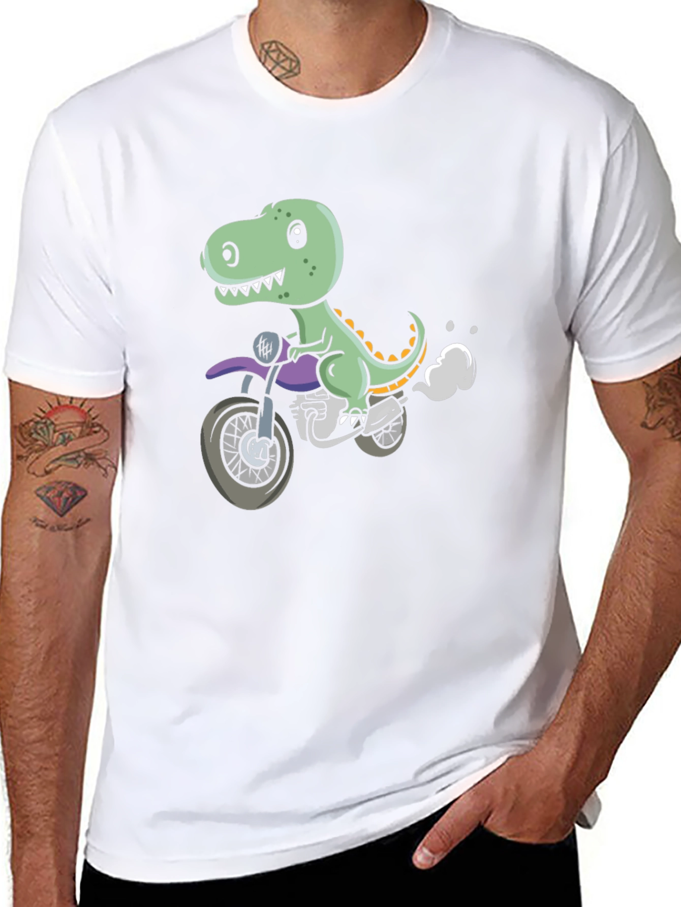 Dino Rider T-Shirt - Cool Motorcycle Graphic Tee