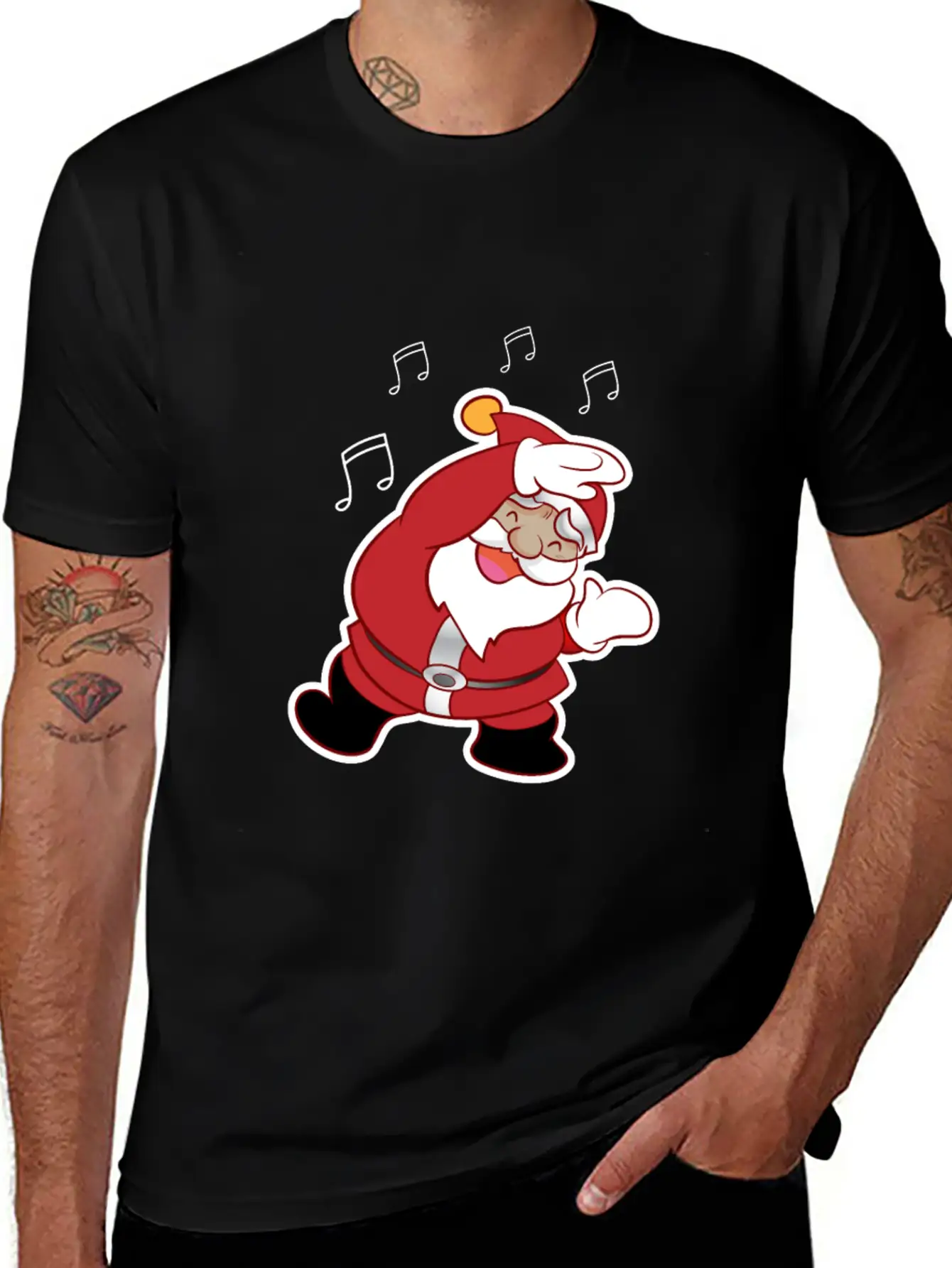XMAS Santa Claus Christmas Dancing Santa Melody Stylish Everyday T-Shirt – Unisex Basic Cotton Tee