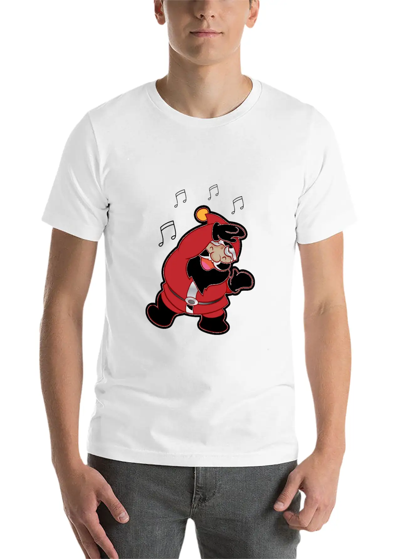 XMAS Santa Claus Christmas Dancing Santa Melody Stylish Everyday T-Shirt – Unisex Basic Cotton Tee