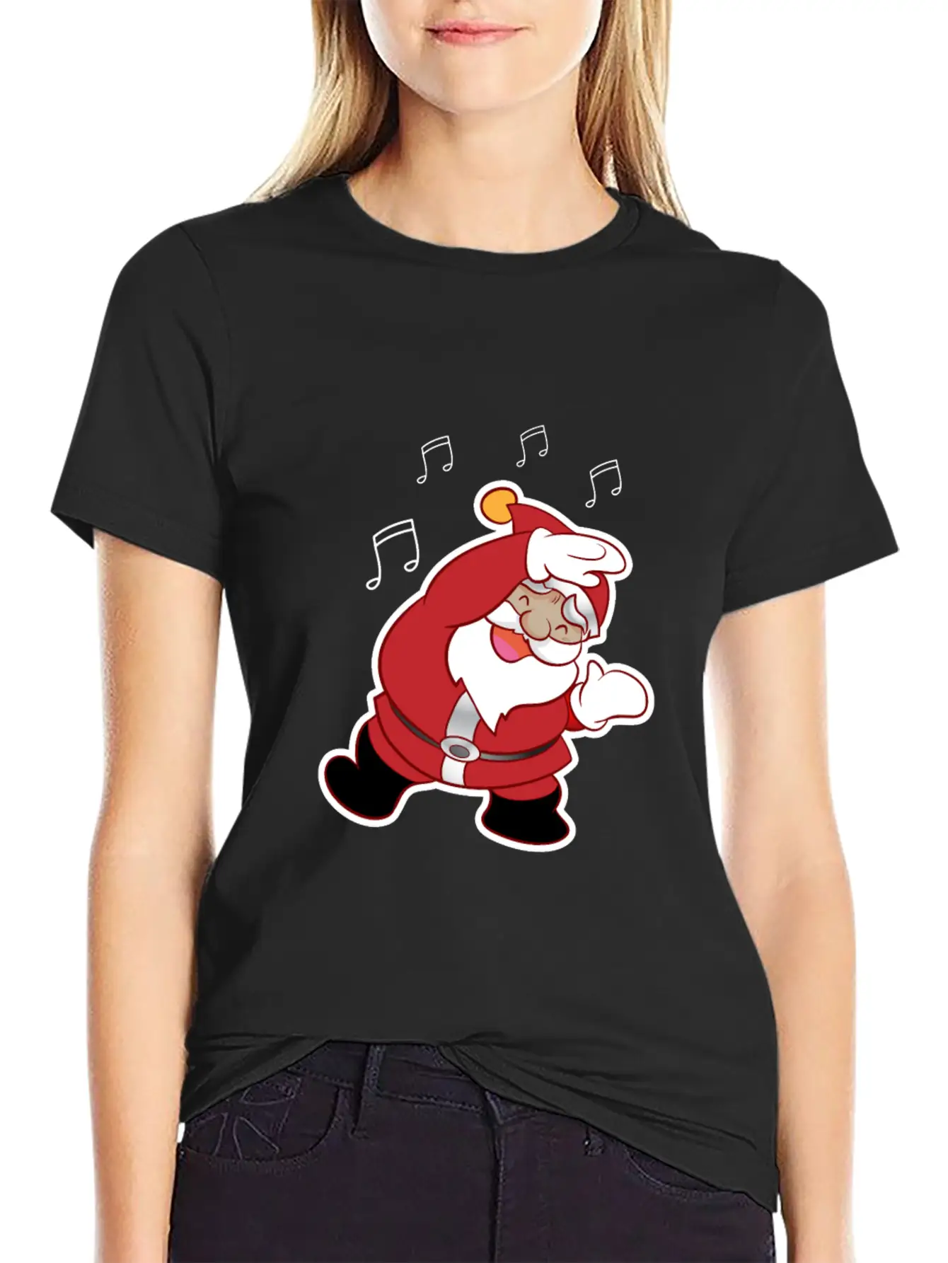 XMAS Santa Claus Christmas Dancing Santa Melody Stylish Everyday T-Shirt – Unisex Basic Cotton Tee