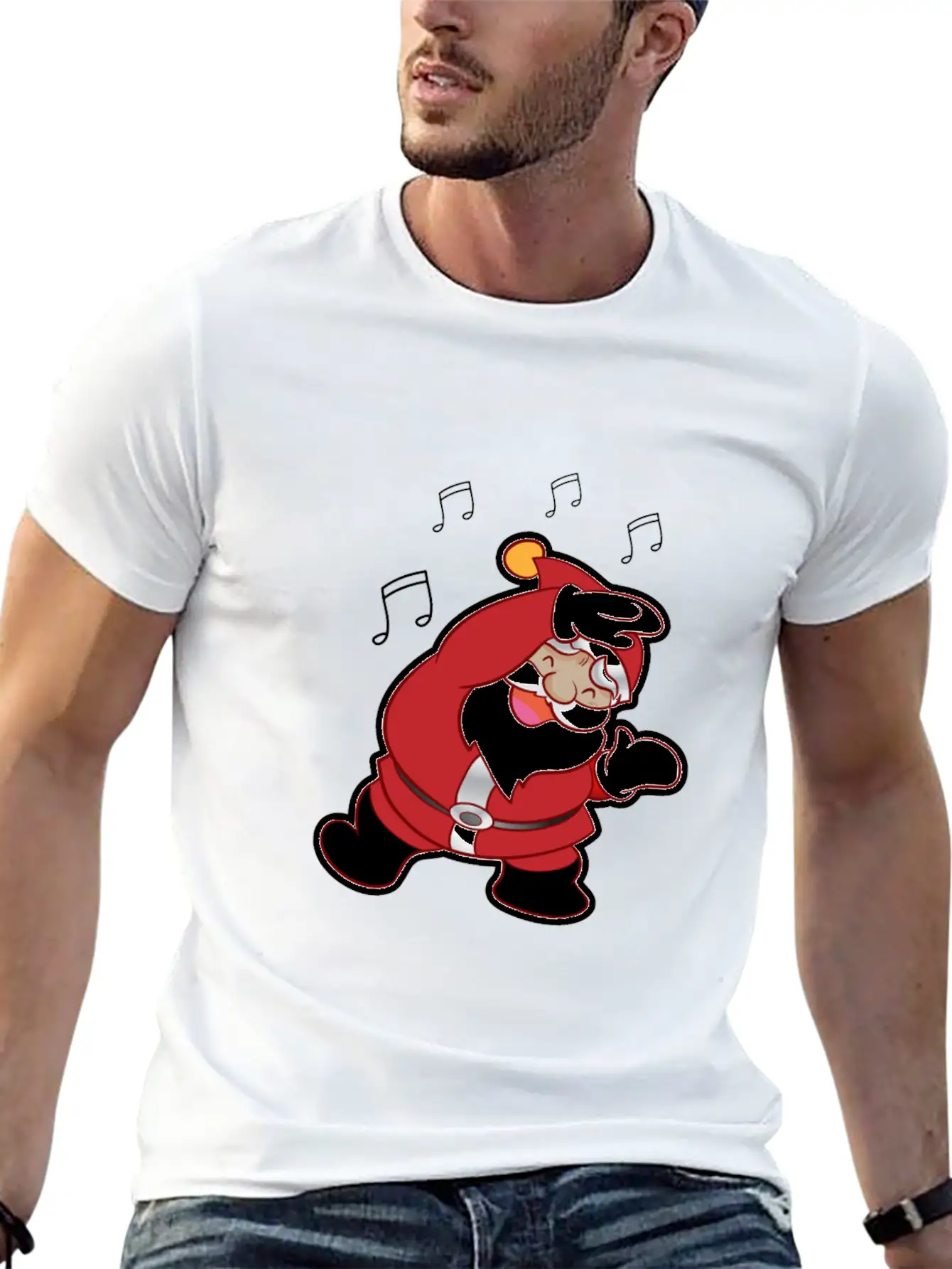 XMAS Santa Claus Christmas Dancing Santa Melody Stylish Everyday T-Shirt – Unisex Basic Cotton Tee