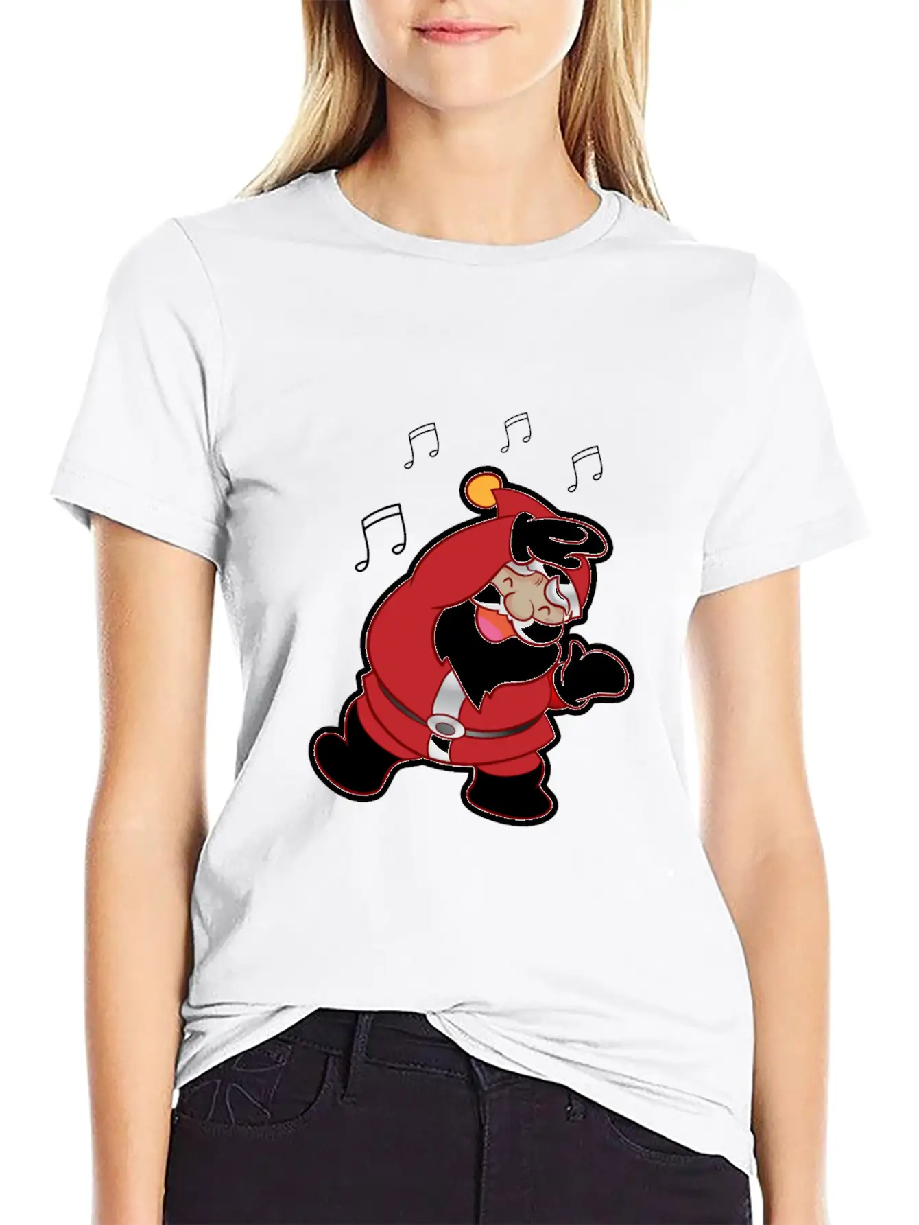XMAS Santa Claus Christmas Dancing Santa Melody Stylish Everyday T-Shirt – Unisex Basic Cotton Tee