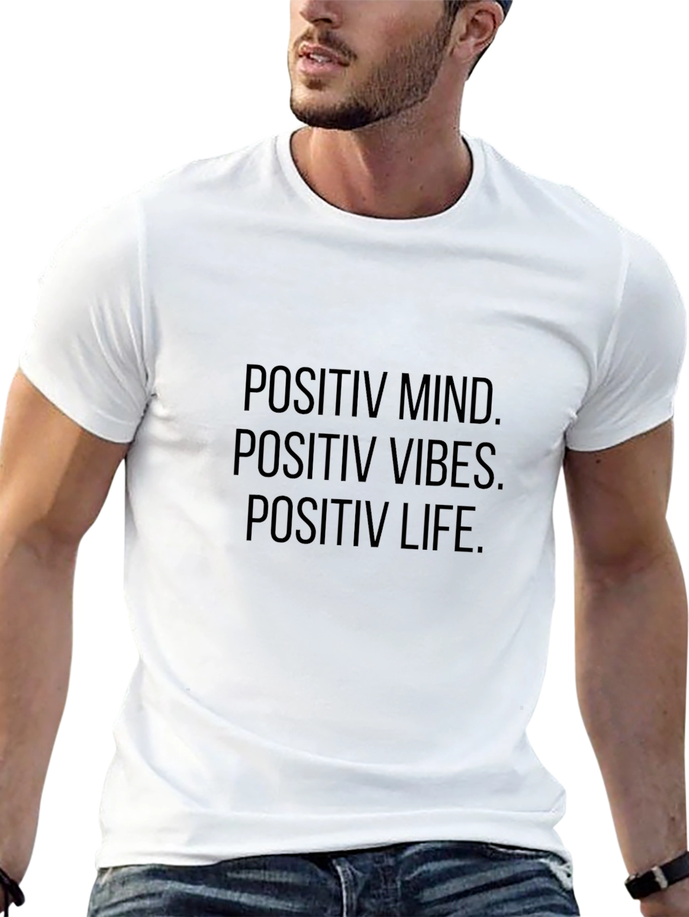 Positive Mind Vibes Life Black Graphic T-Shirt