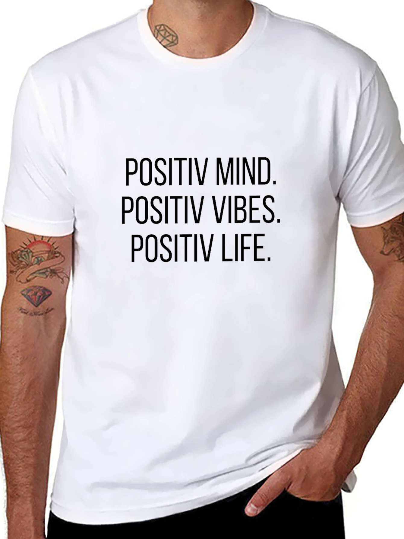 Positive Mind Vibes Life Black Graphic T-Shirt