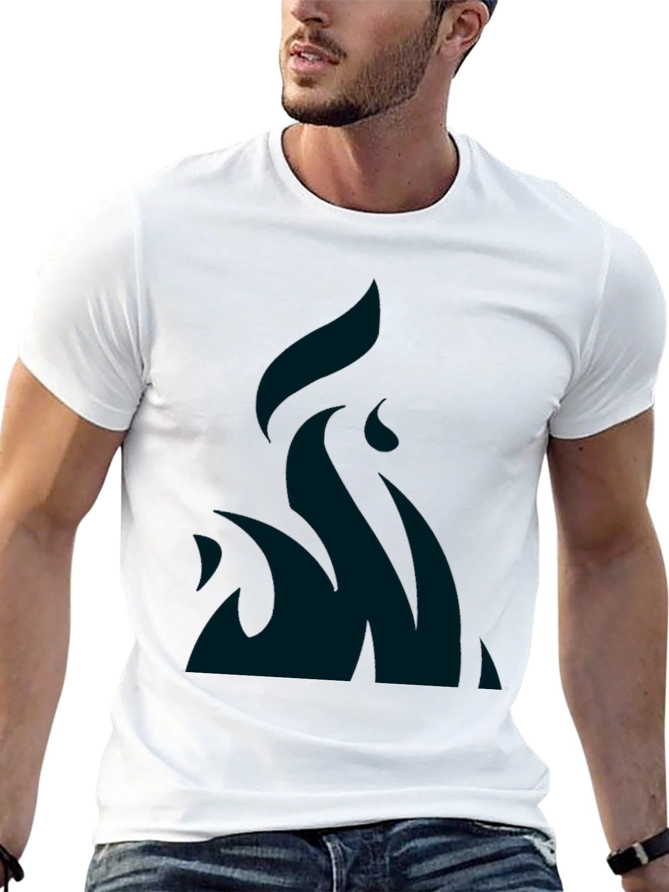 Black T-Shirt with Flame Design