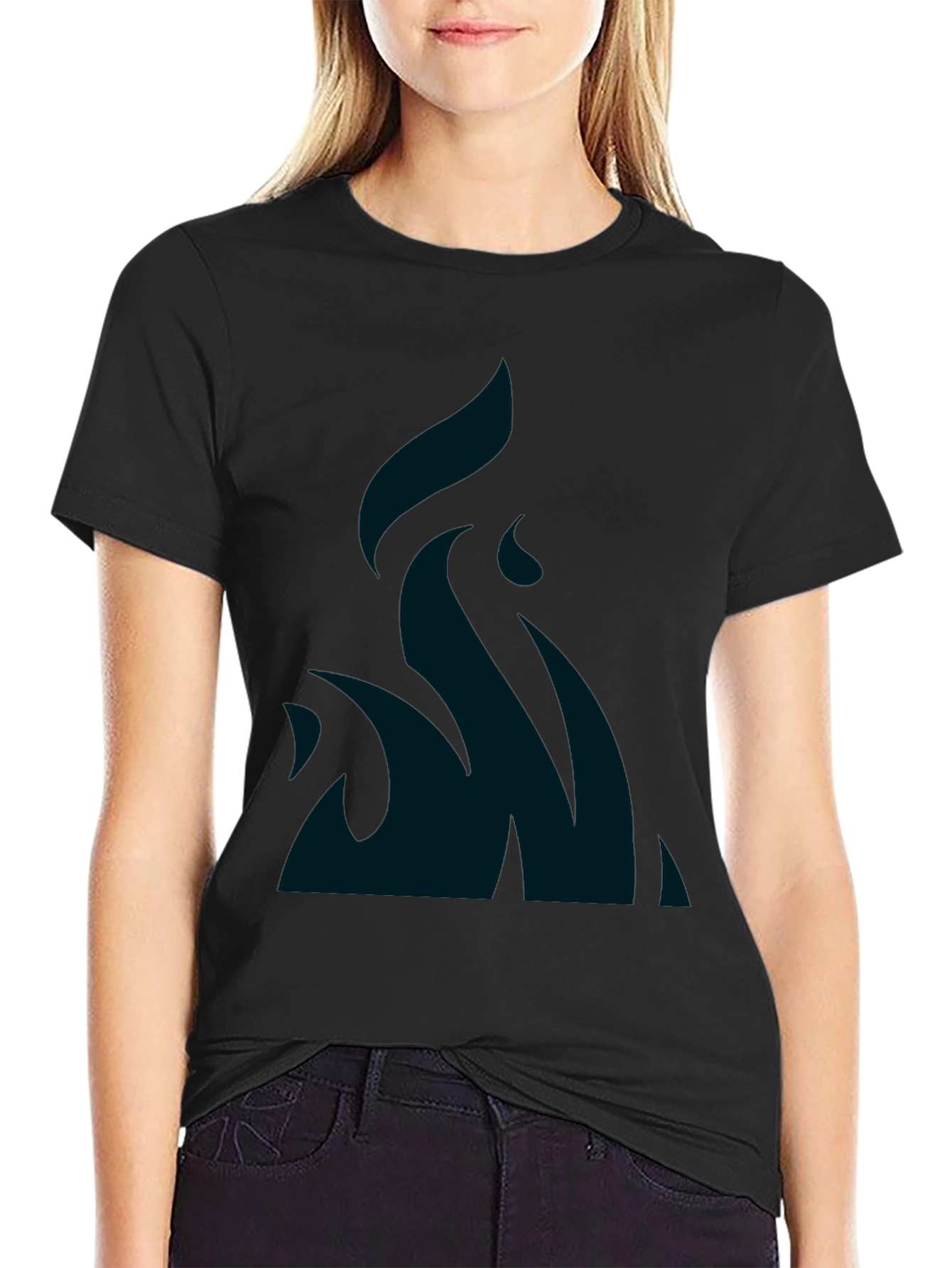Black T-Shirt with Flame Design