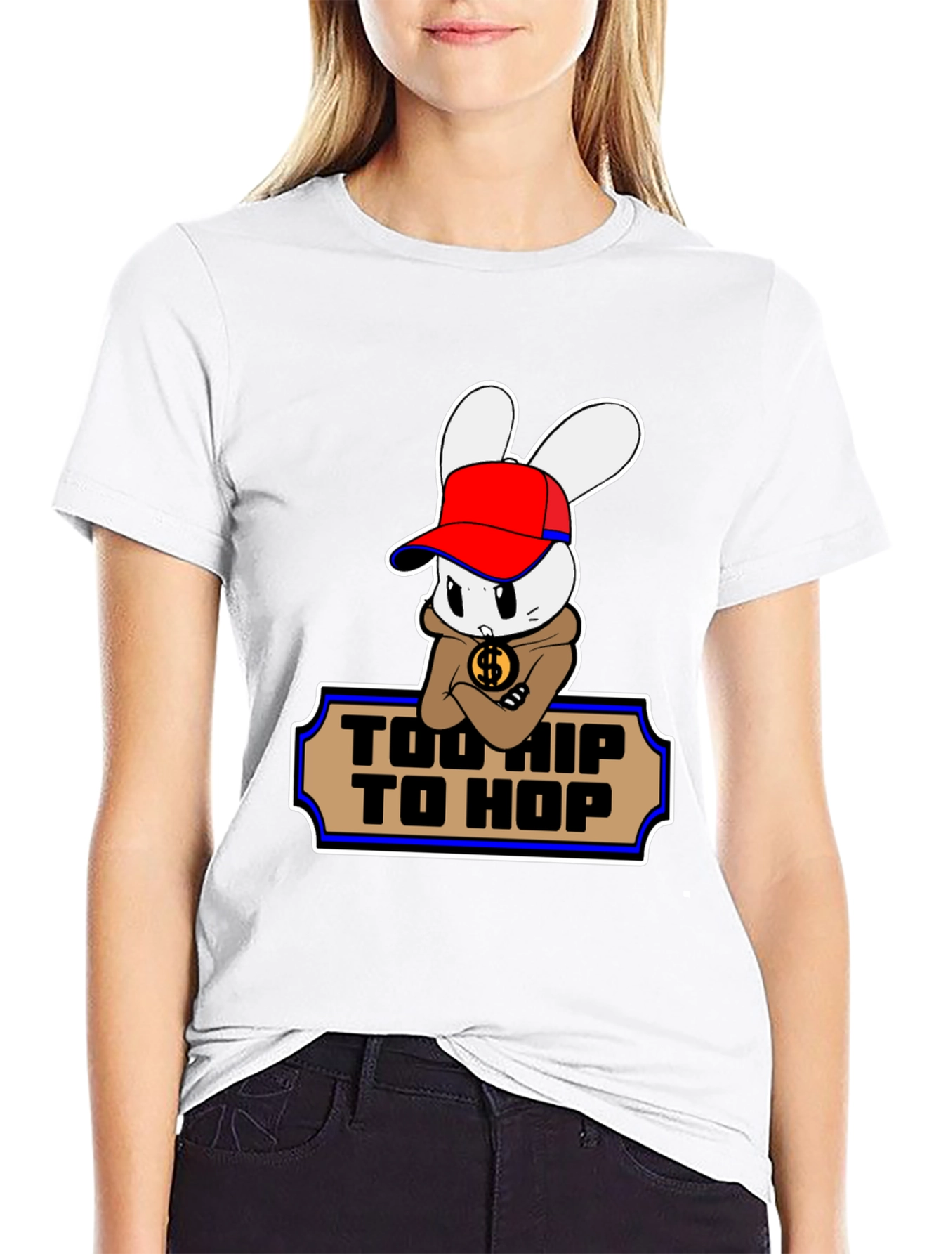 Too Hip To Hop Cartoon Bunny T-Shirt