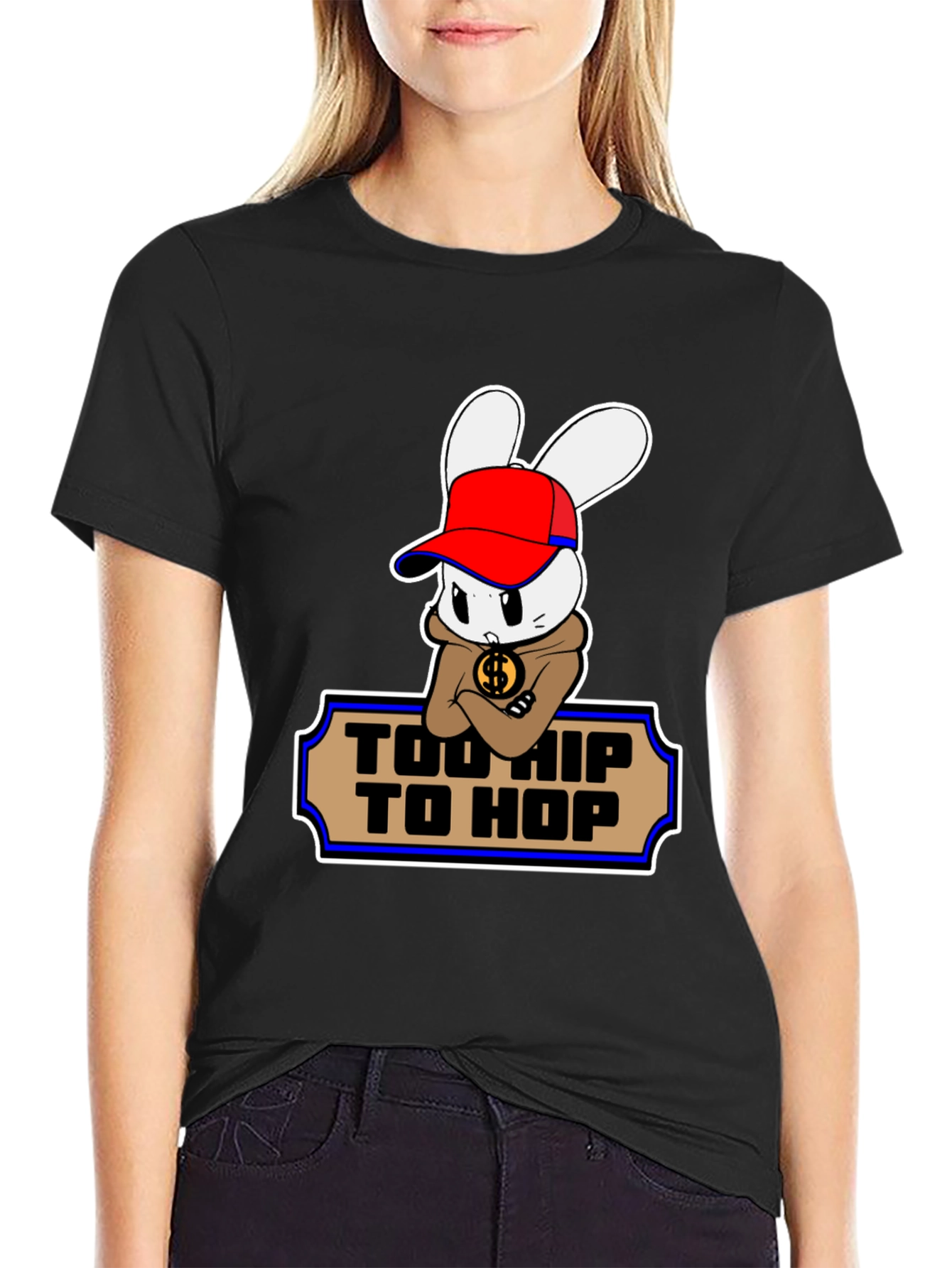 Too Hip To Hop Cartoon Bunny T-Shirt