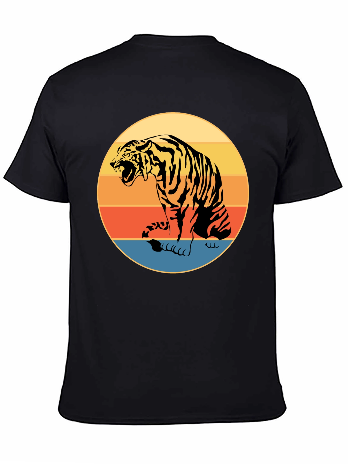 Retro Tiger Graphic Tee - Black Cotton Comfort