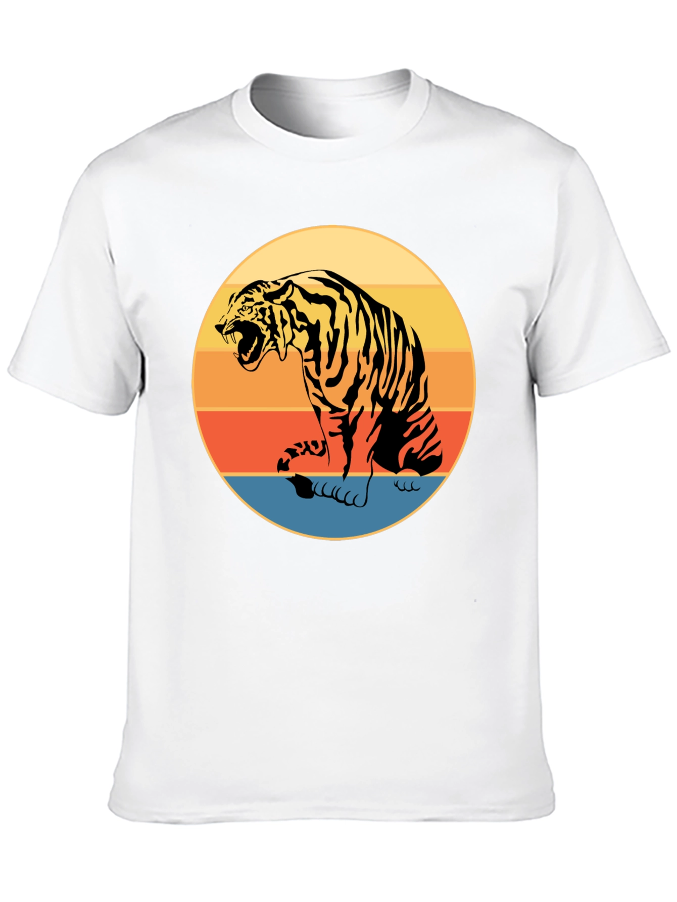Retro Tiger Graphic Tee - Black Cotton Comfort