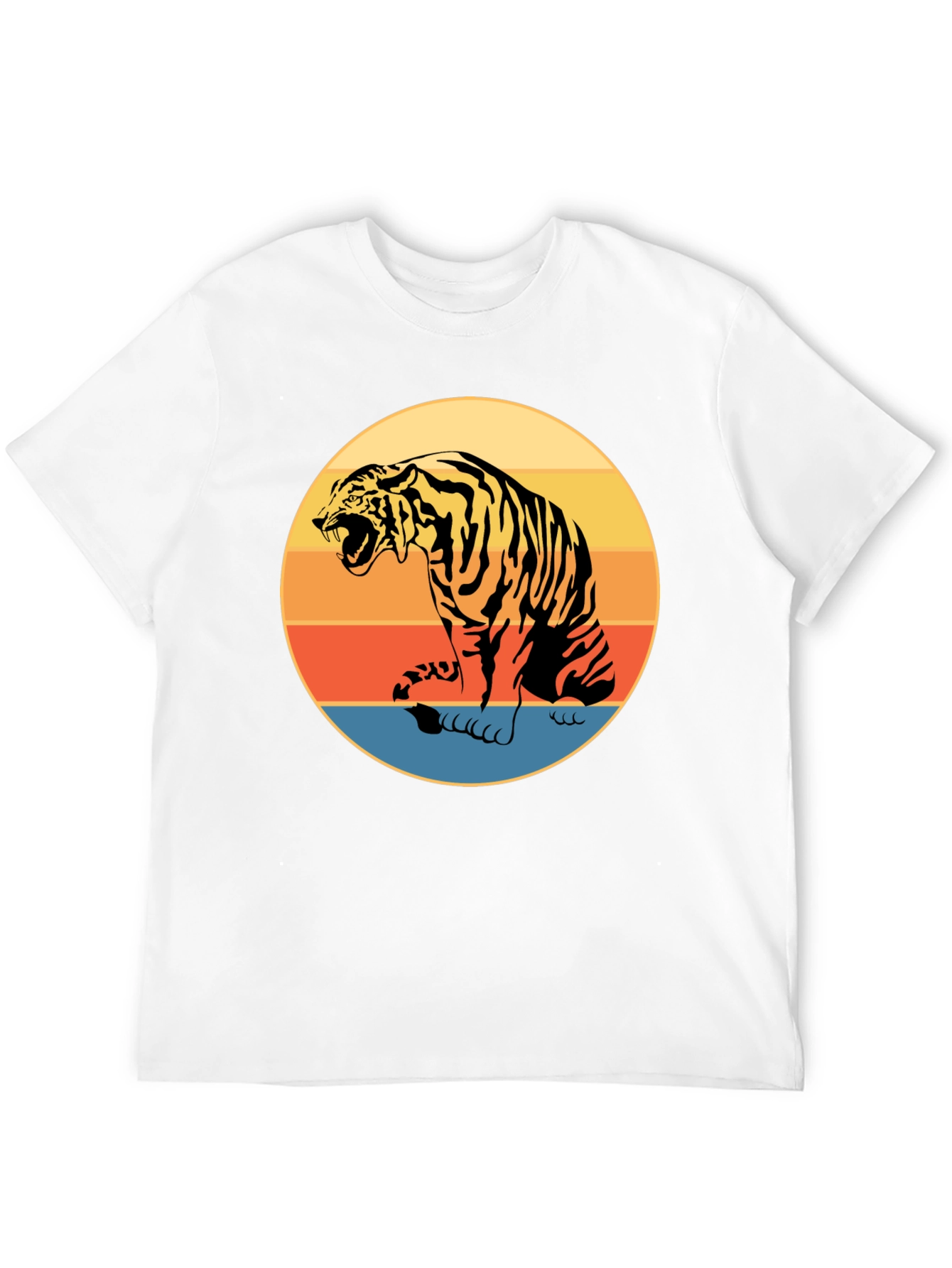 Retro Tiger Graphic Tee - Black Cotton Comfort