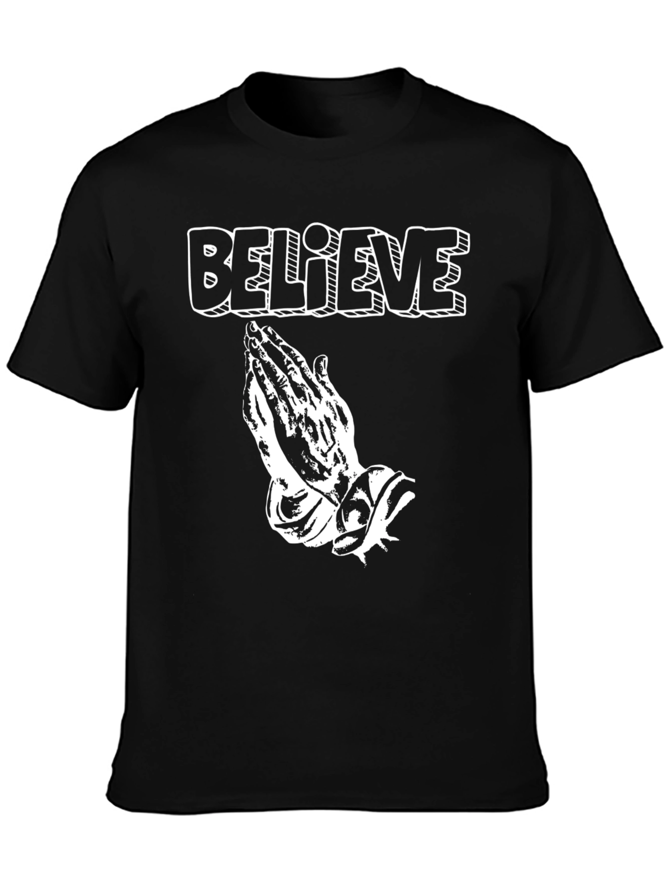 Believe Graphic Tee - Prayer Hands Black T-Shirt