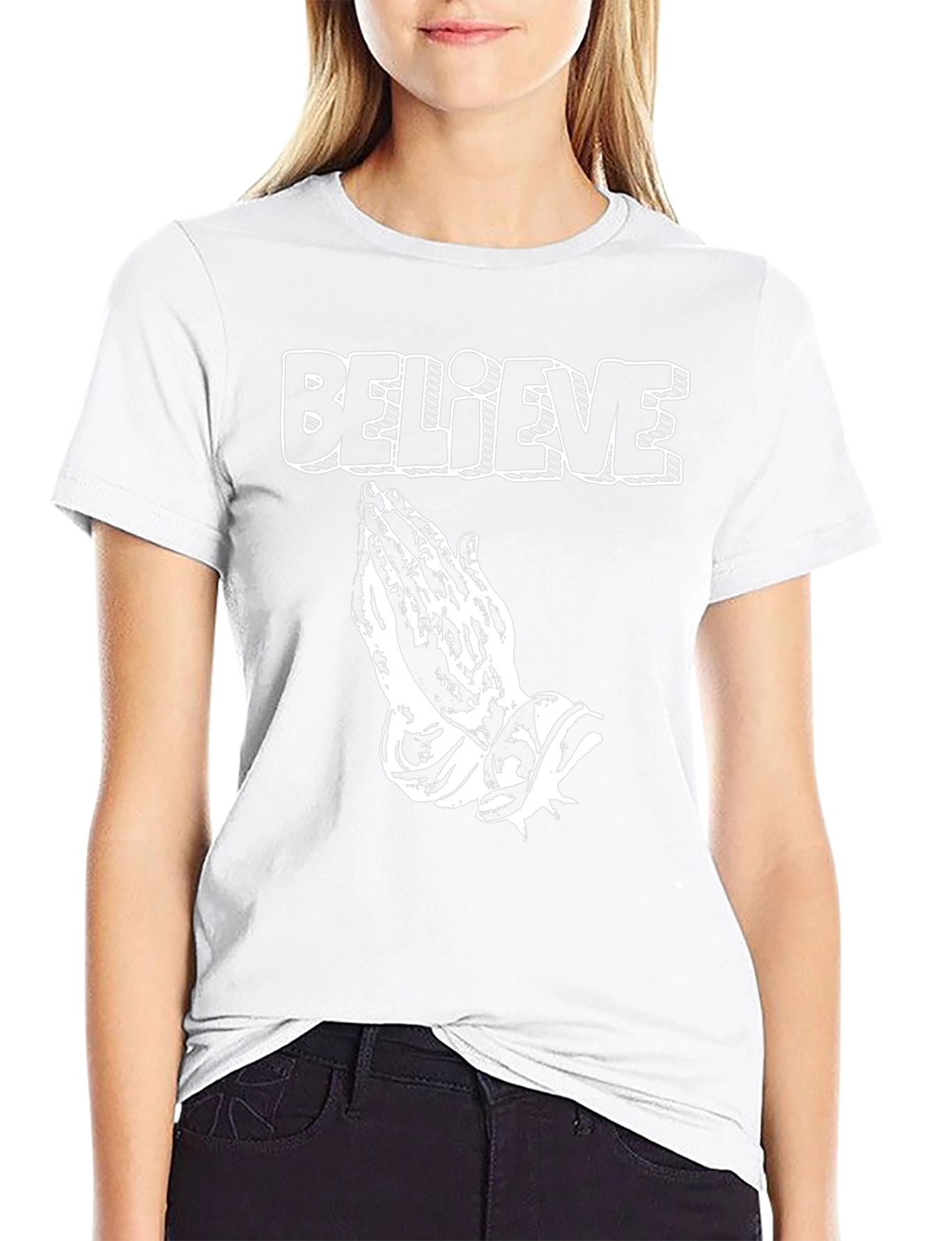 Believe Graphic Tee - Prayer Hands Black T-Shirt