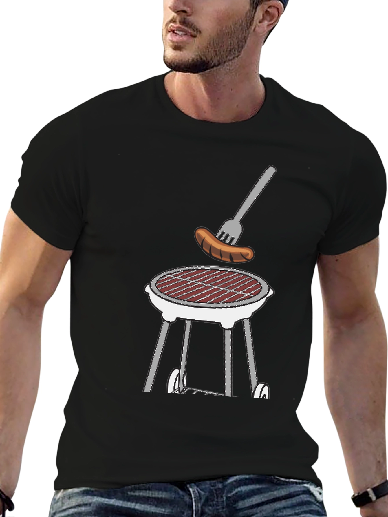 BBQ Grill T-Shirt - Novelty Sausage Graphic Tee