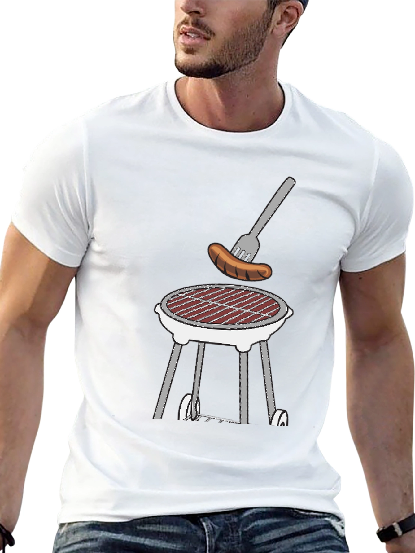 BBQ Grill T-Shirt - Novelty Sausage Graphic Tee