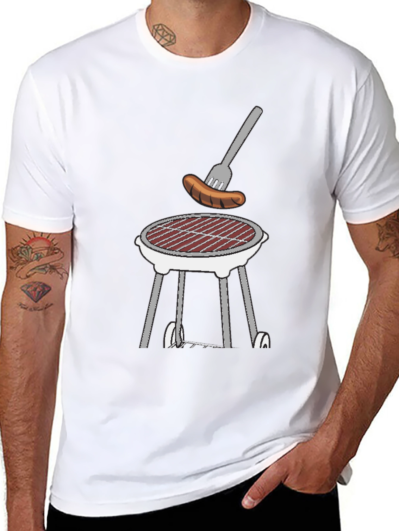 BBQ Grill T-Shirt - Novelty Sausage Graphic Tee