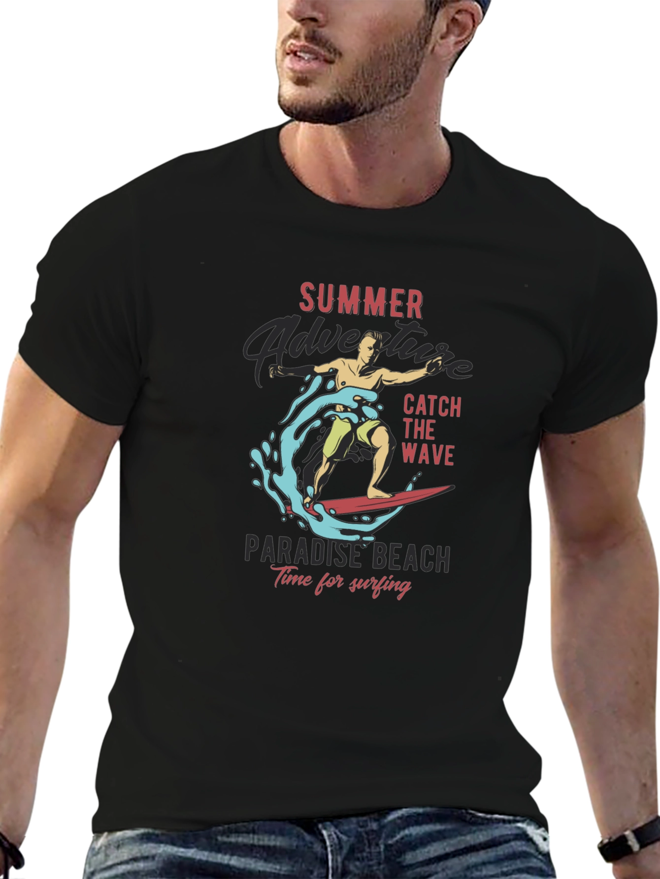 Summer Adventure Surfing Graphic T-Shirt