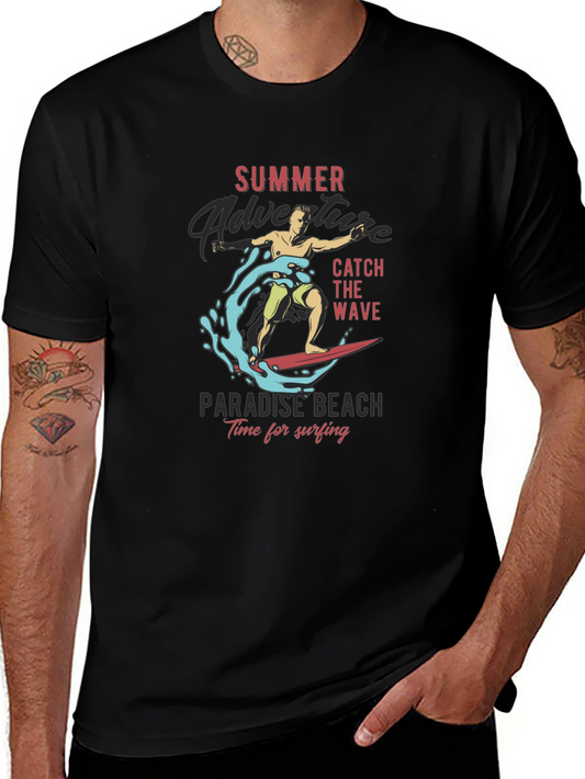 Summer Adventure Surfing Graphic T-Shirt