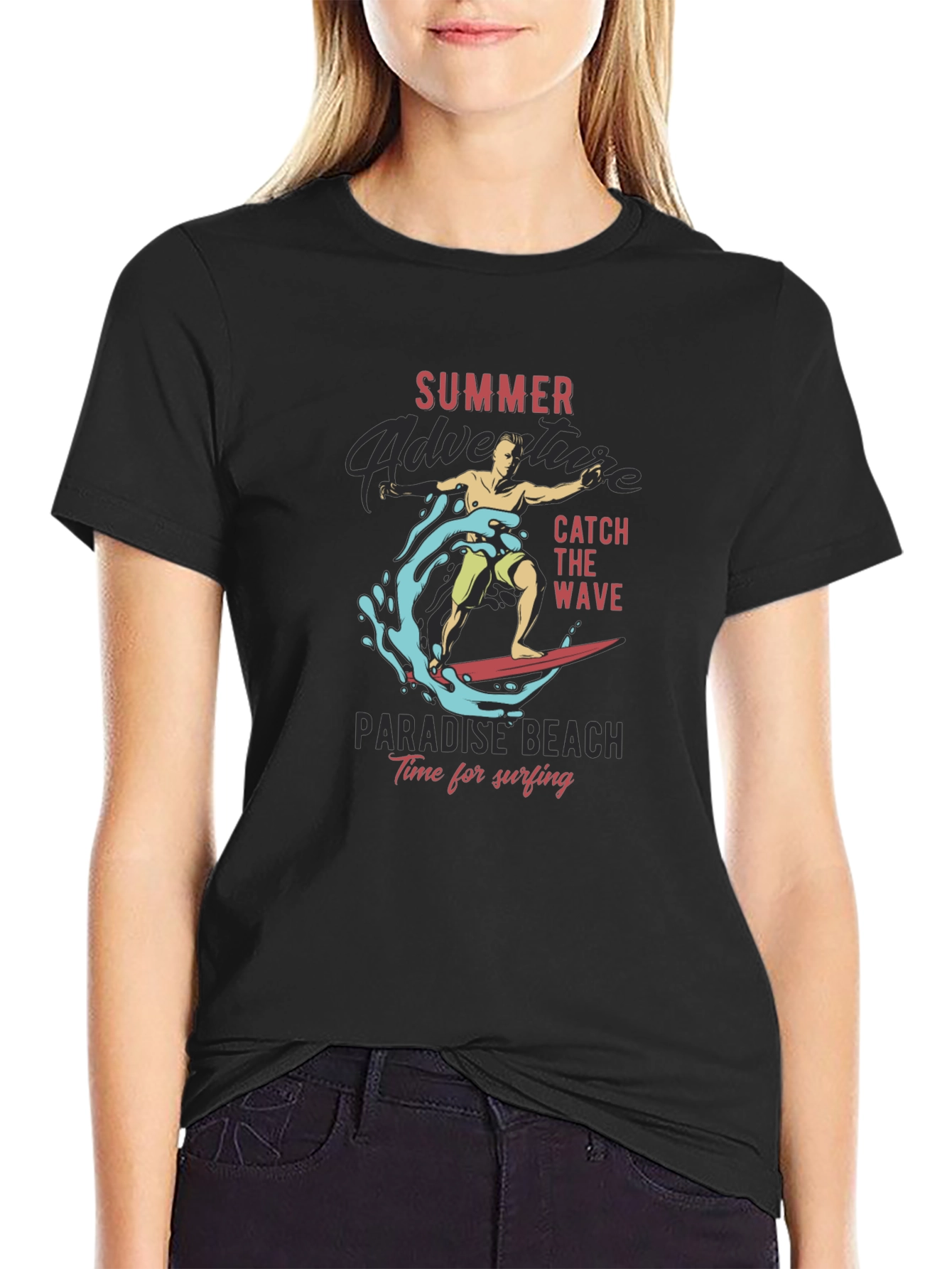 Summer Adventure Surfing Graphic T-Shirt