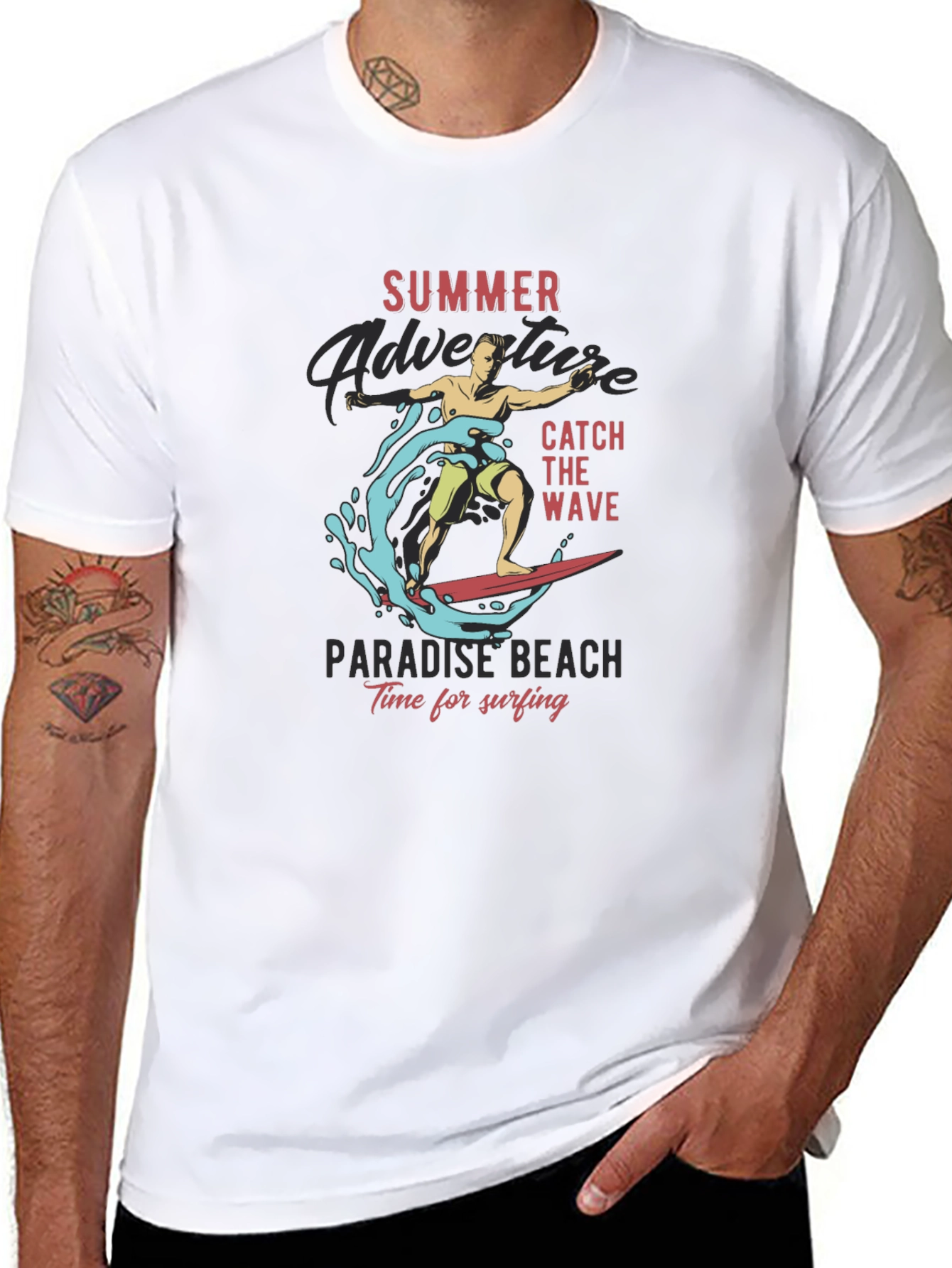 Summer Adventure Surfing Graphic T-Shirt