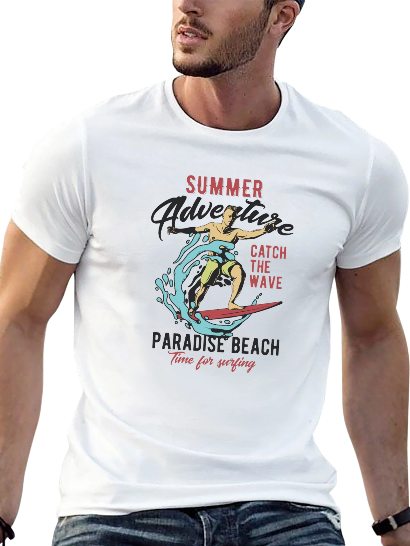 Summer Adventure Surfing Graphic T-Shirt