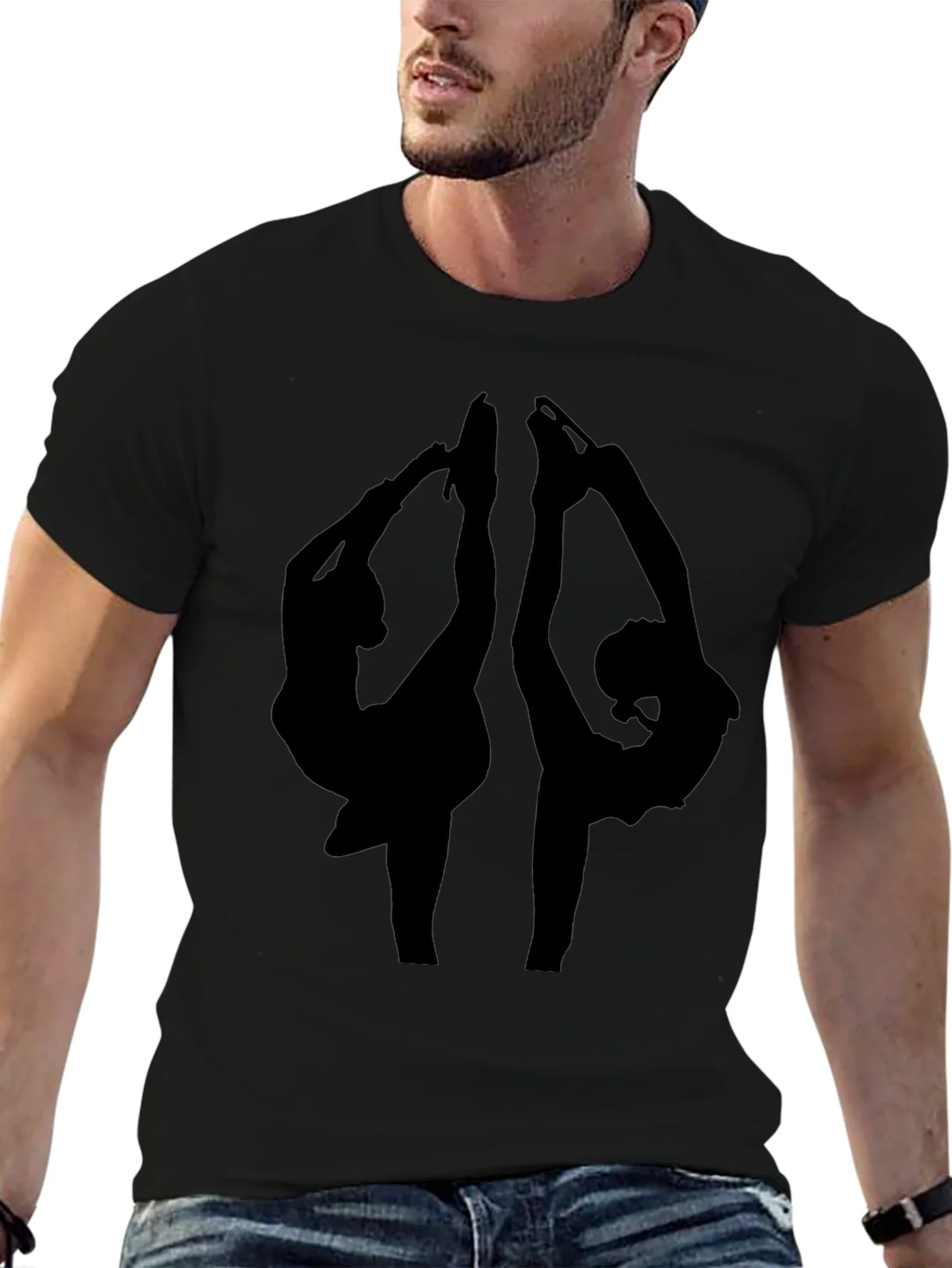 Ice Skating Silhouette Graphic Tee - Black