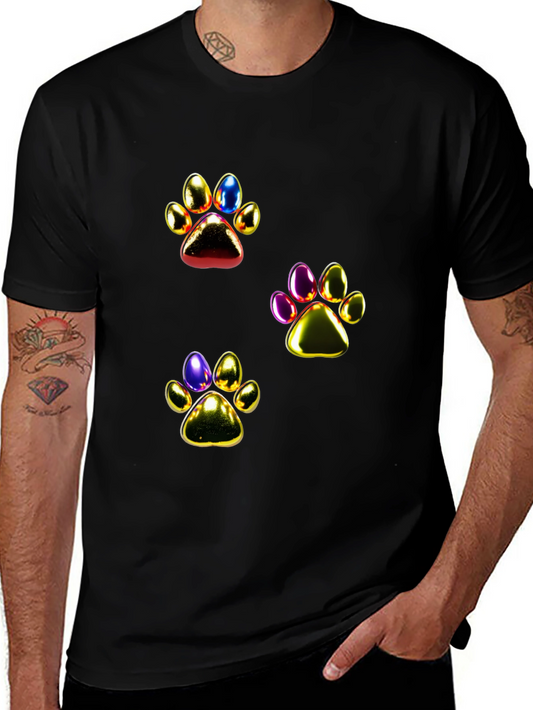 Shiny Paw Print Graphic T-Shirt