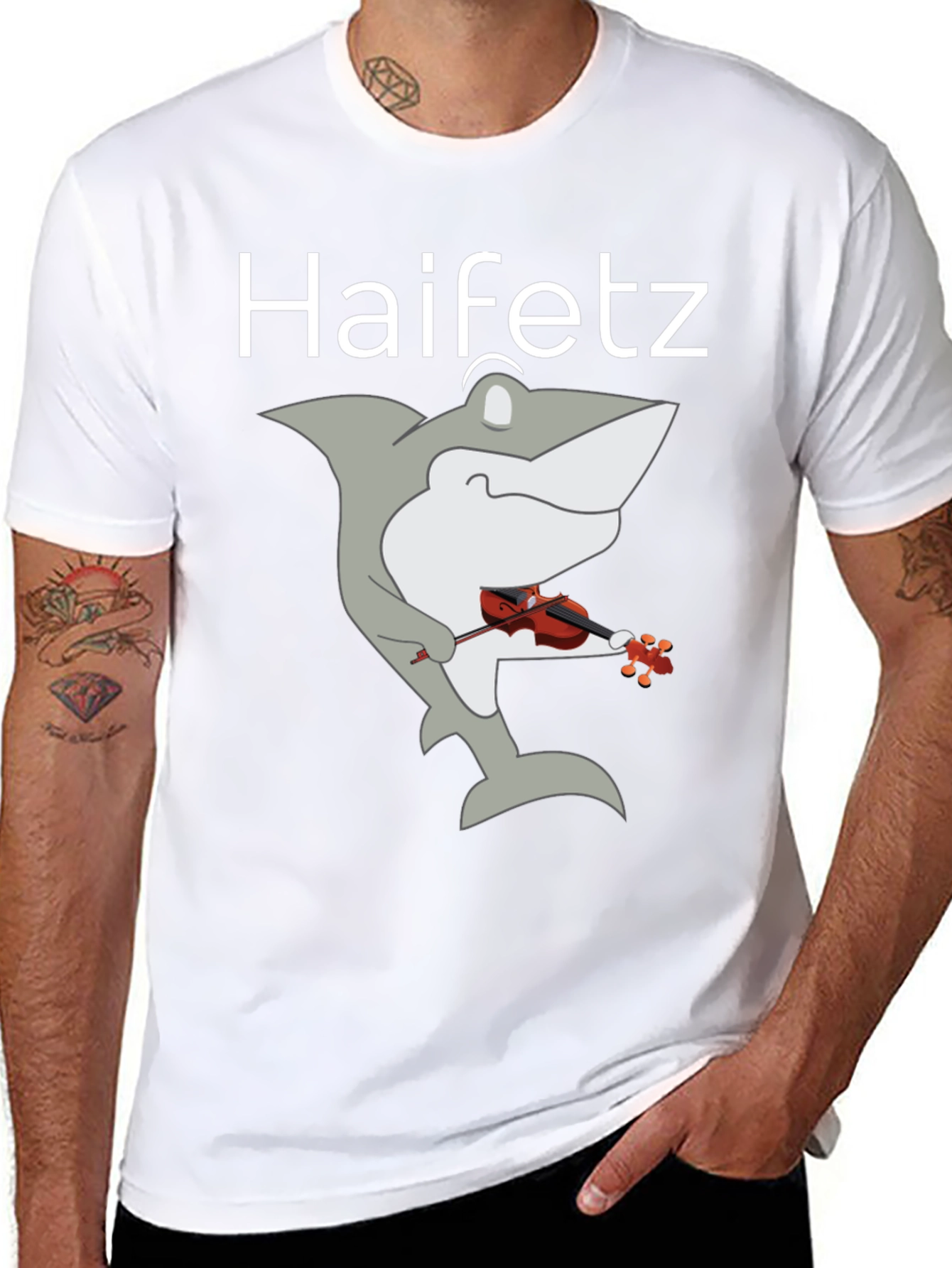 Haifetz Shark Violin T-Shirt - Unique Music Humor
