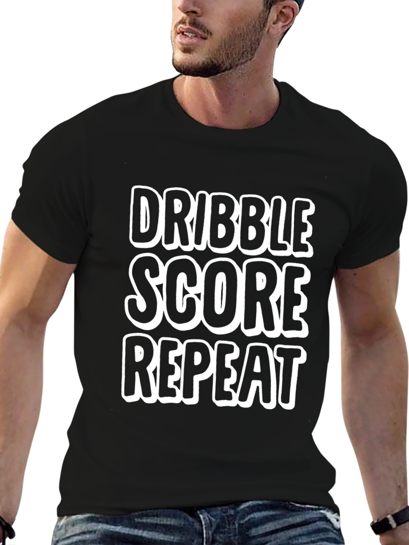 Dribble Score Repeat Mens Black T-Shirt