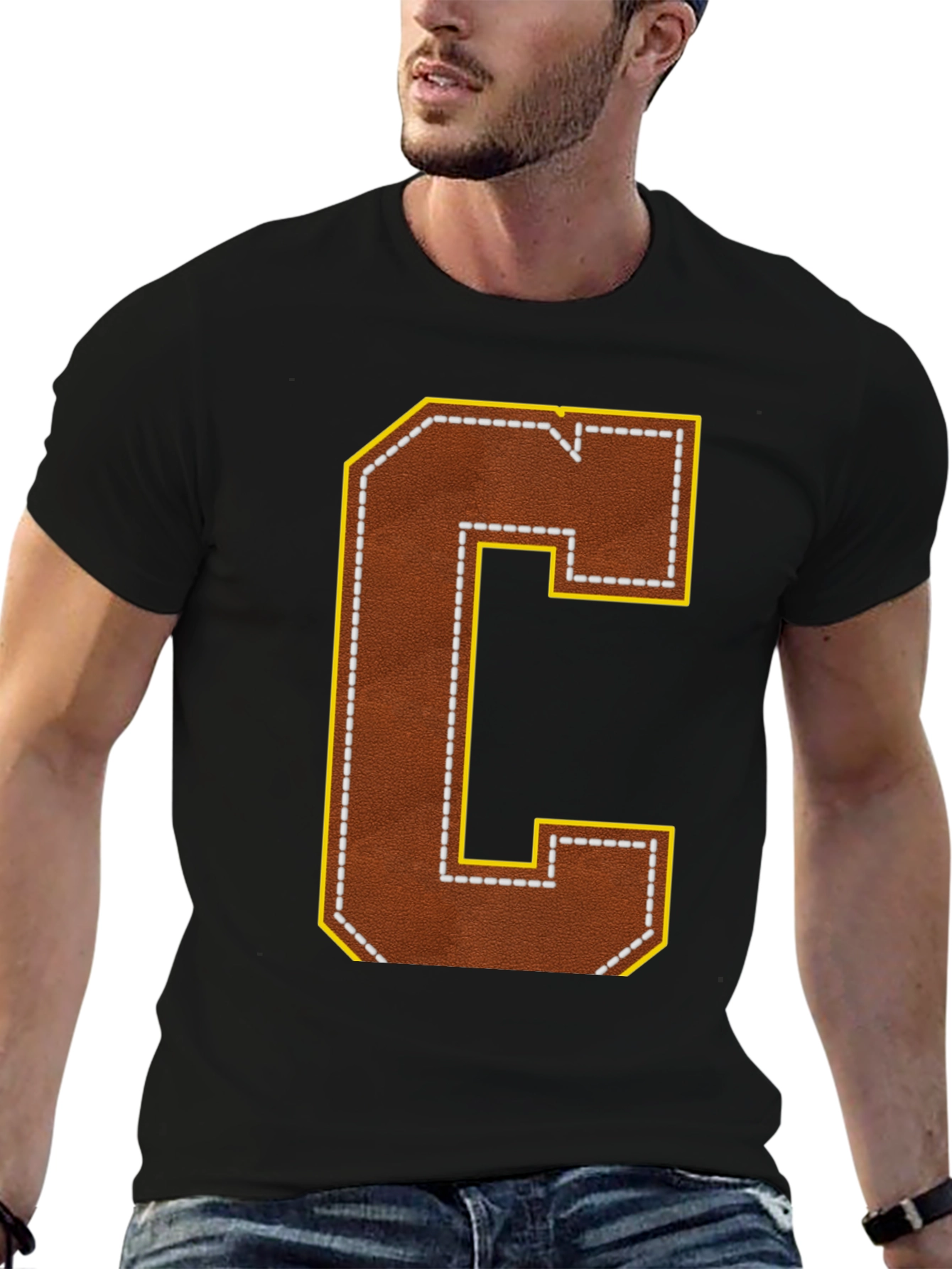 Letter C Football Style Graphic Tee