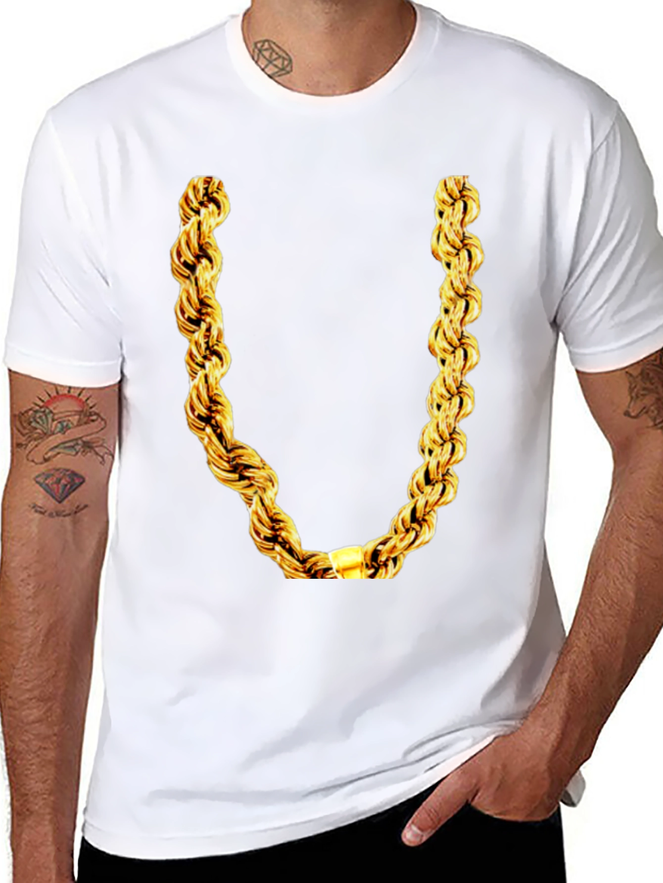 Gold Chain Graphic T-Shirt - Mens Black Tee