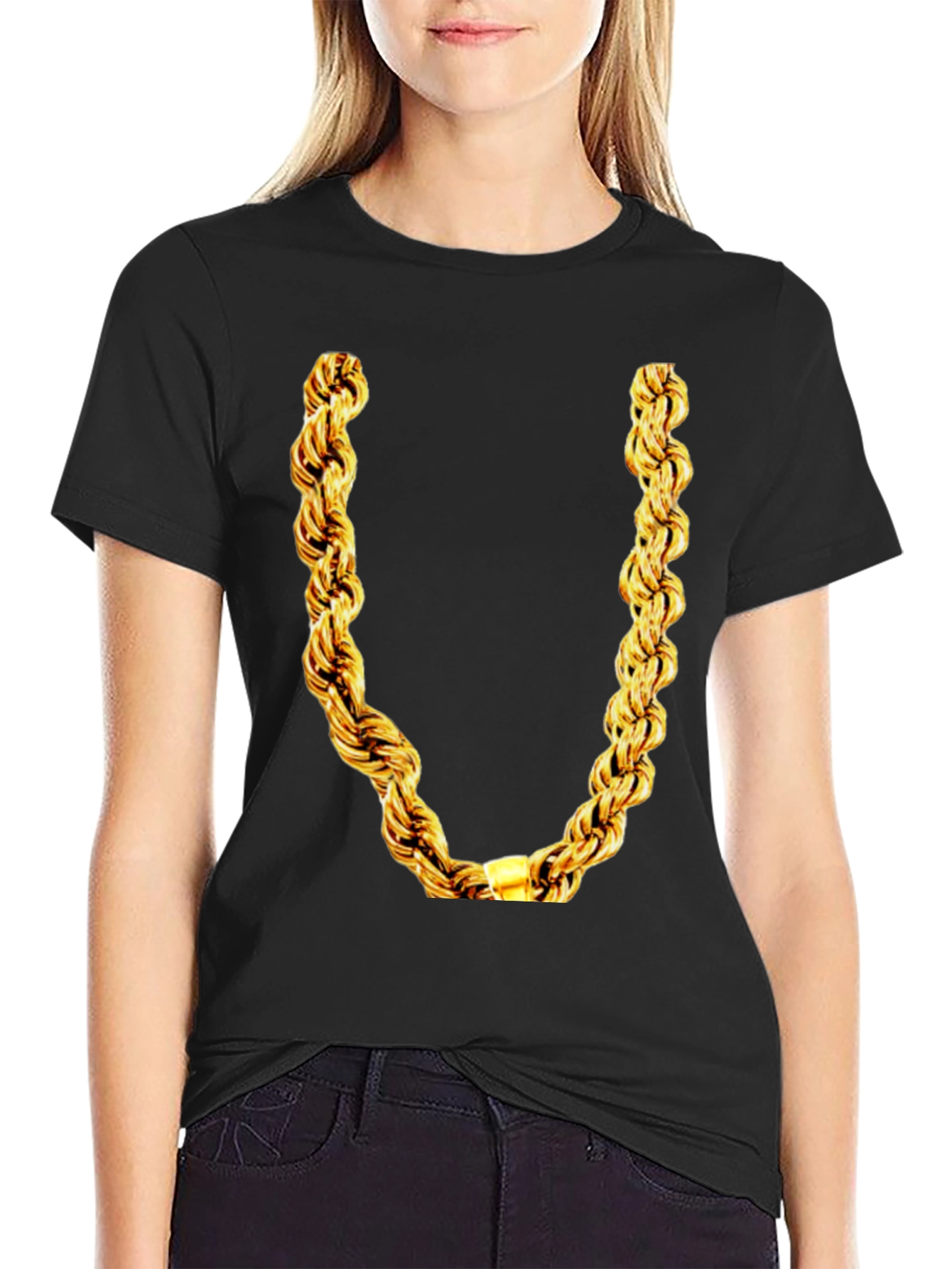Gold Chain Graphic T-Shirt - Mens Black Tee