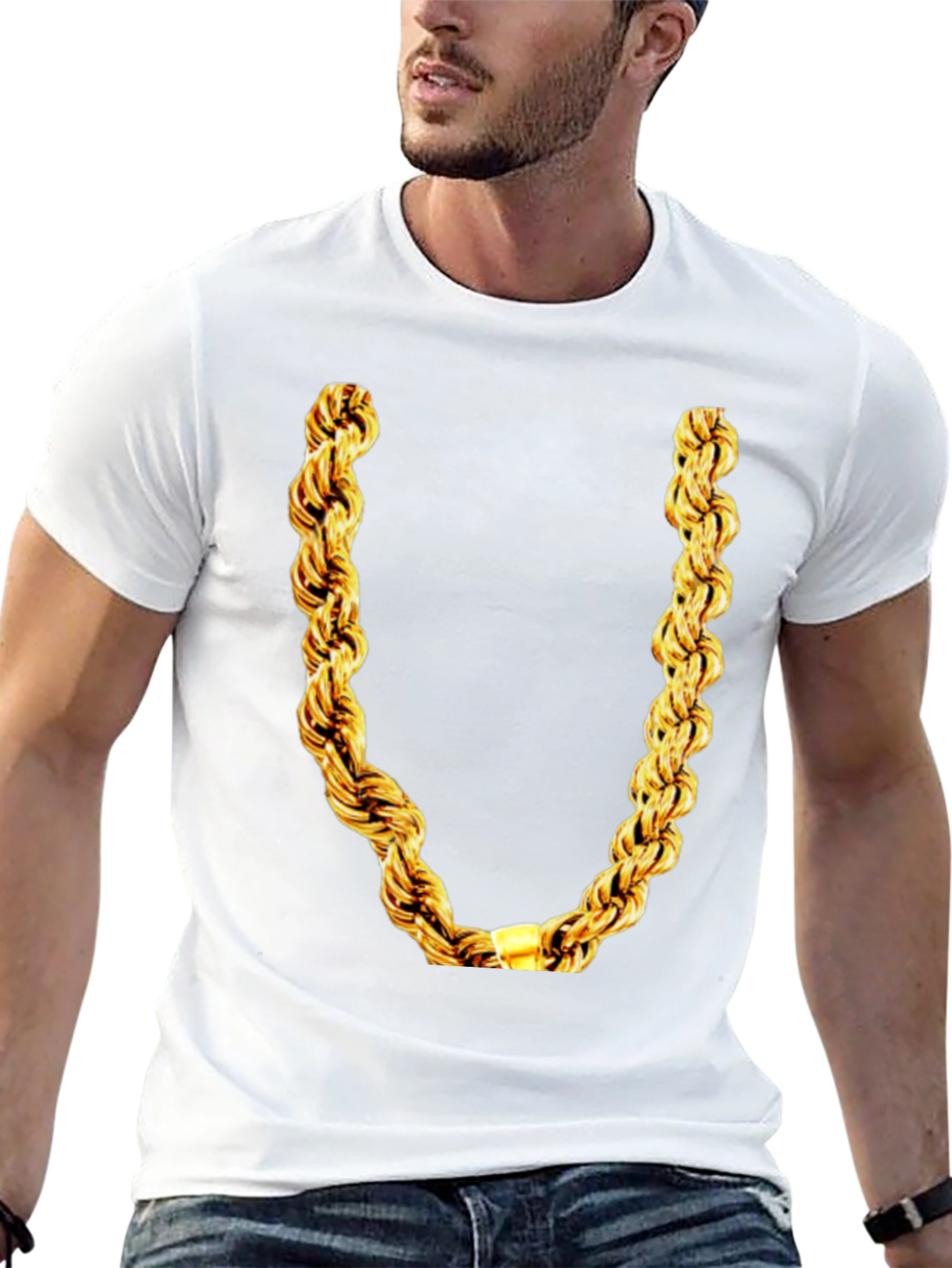 Gold Chain Graphic T-Shirt - Mens Black Tee