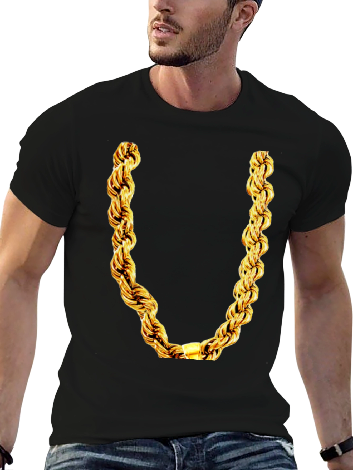 Gold Chain Graphic T-Shirt - Mens Black Tee