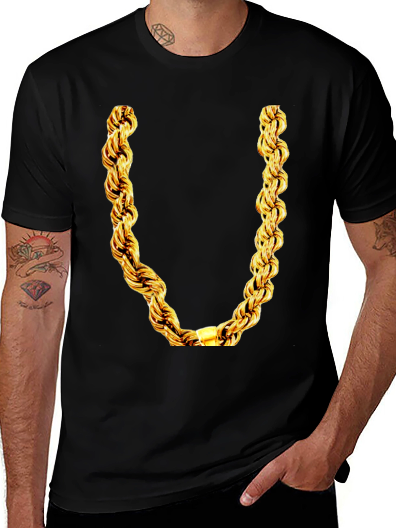 Gold Chain Graphic T-Shirt - Mens Black Tee
