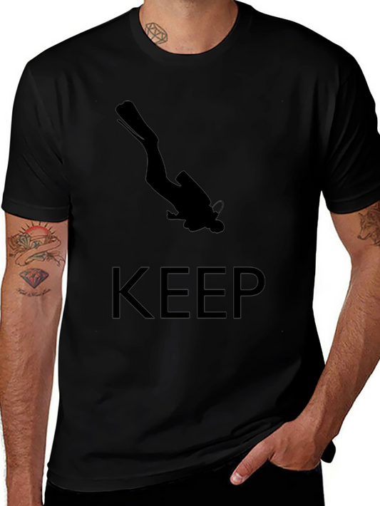 Keep Diving T-Shirt - Black Scuba Diver Design