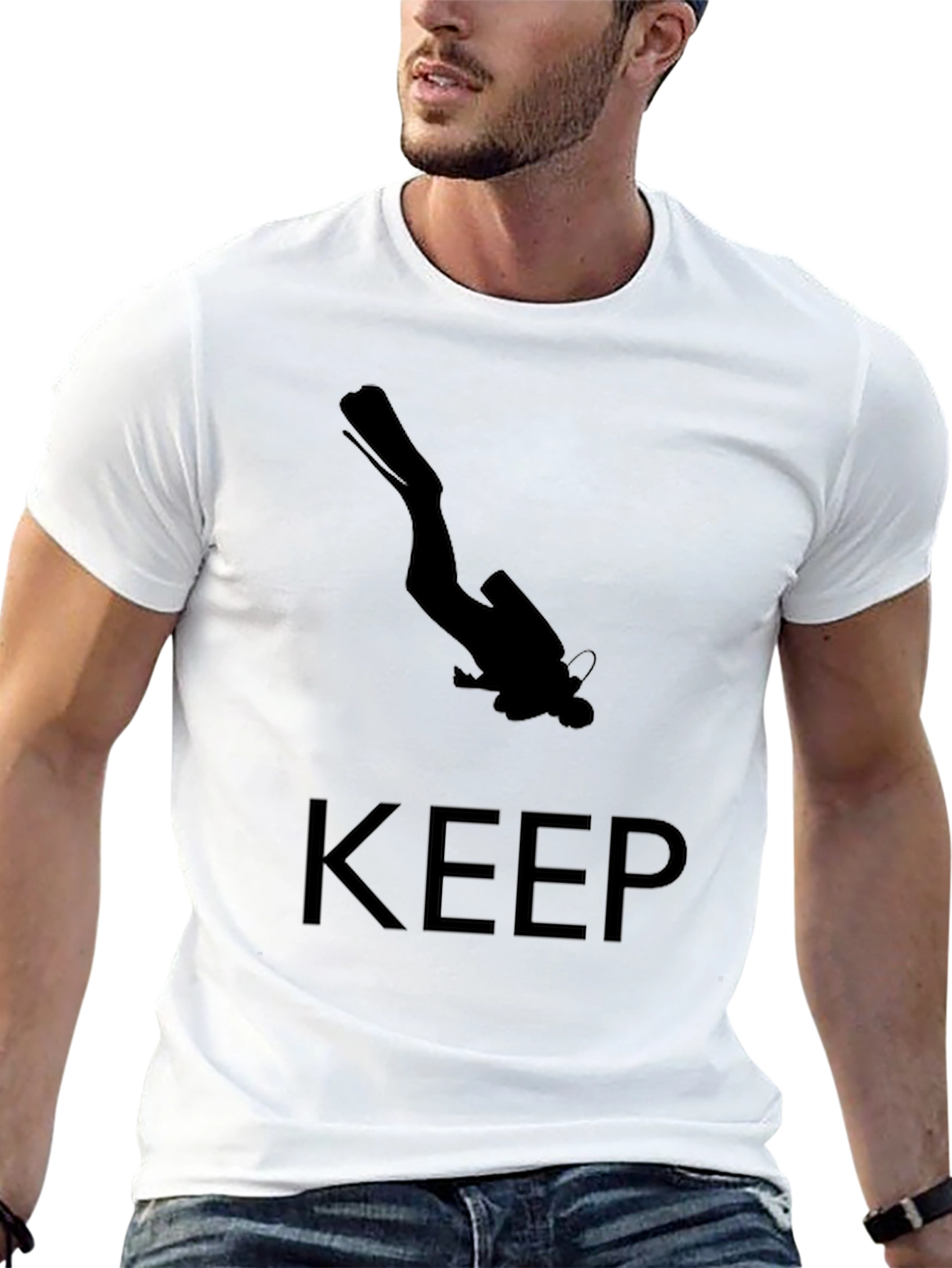 Keep Diving T-Shirt - Black Scuba Diver Design