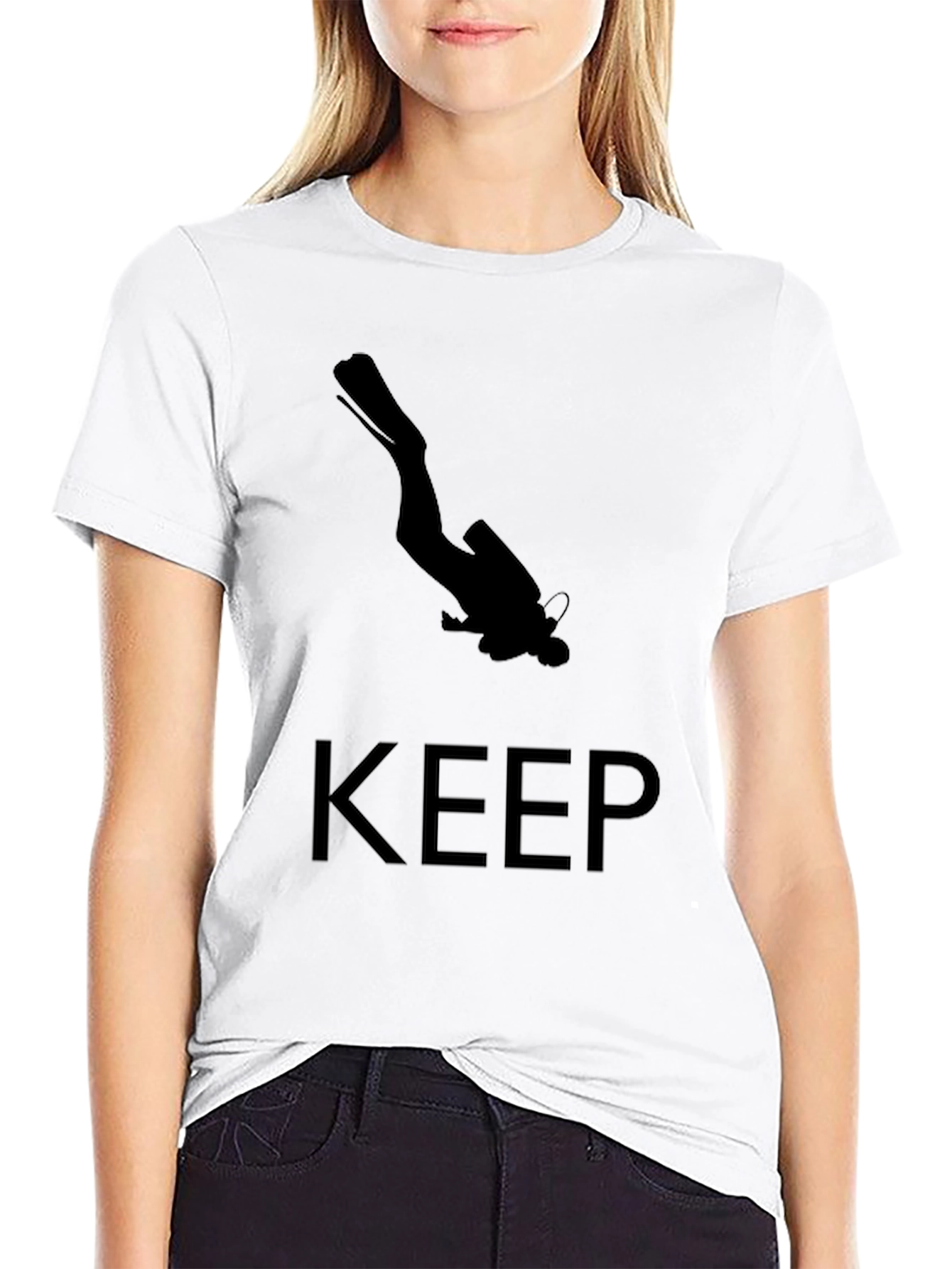 Keep Diving T-Shirt - Black Scuba Diver Design