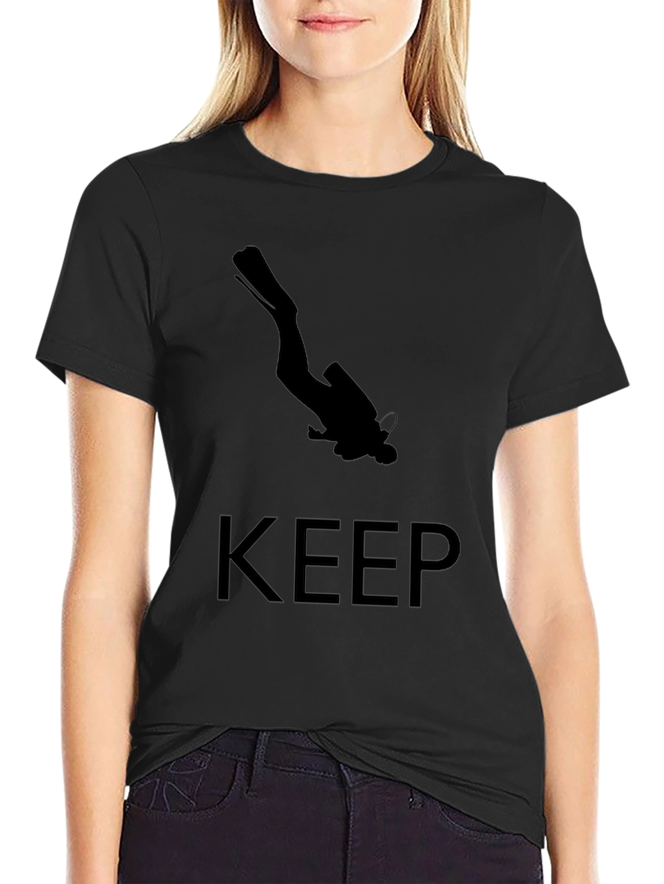 Keep Diving T-Shirt - Black Scuba Diver Design