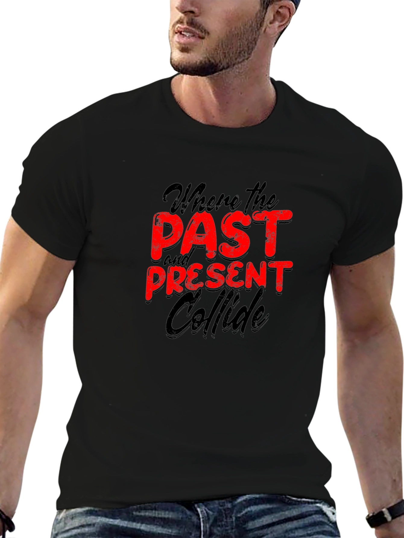 Past Present Collide Graphic Tee - Bold Statement Shirt