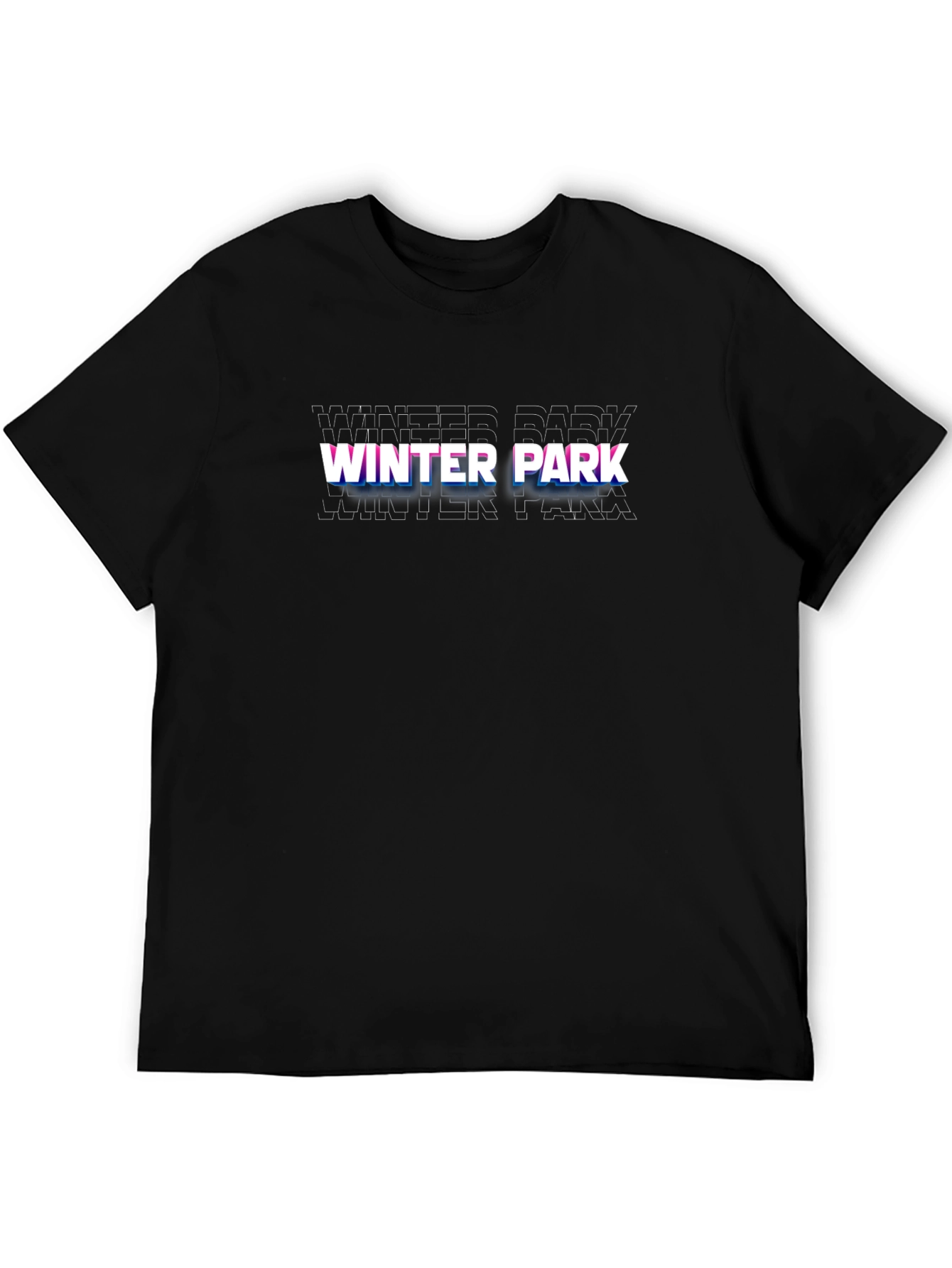 Winter Park Glitch Style Black T-Shirt
