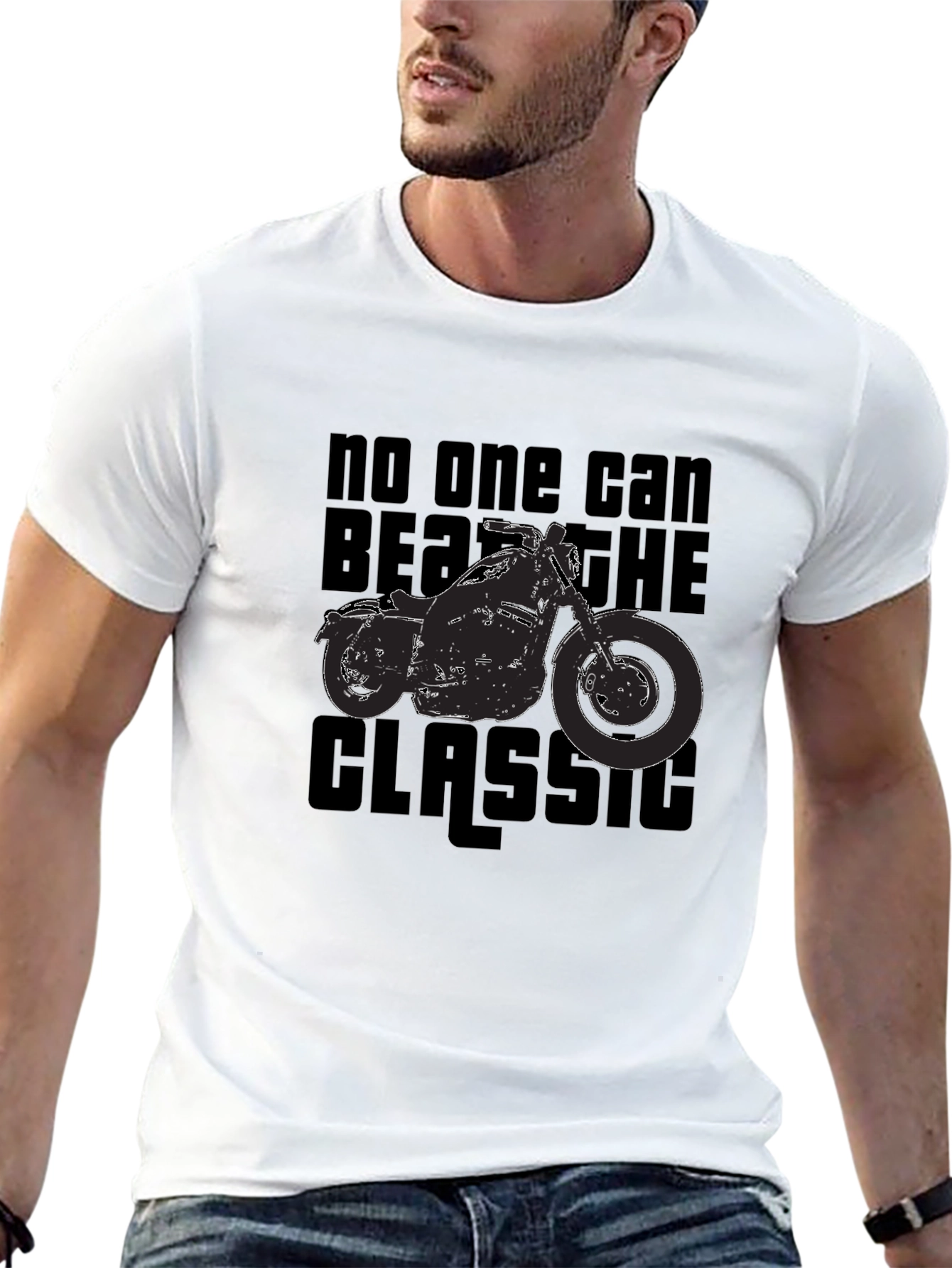 Classic Motorcycle Graphic Tee - Black Cotton T-Shirt