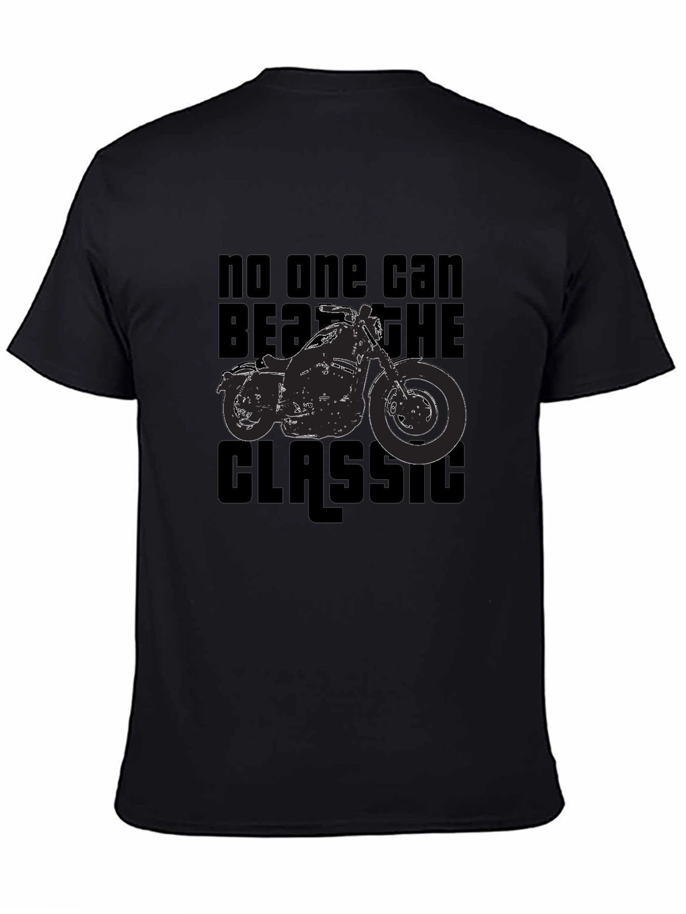 Classic Motorcycle Graphic Tee - Black Cotton T-Shirt