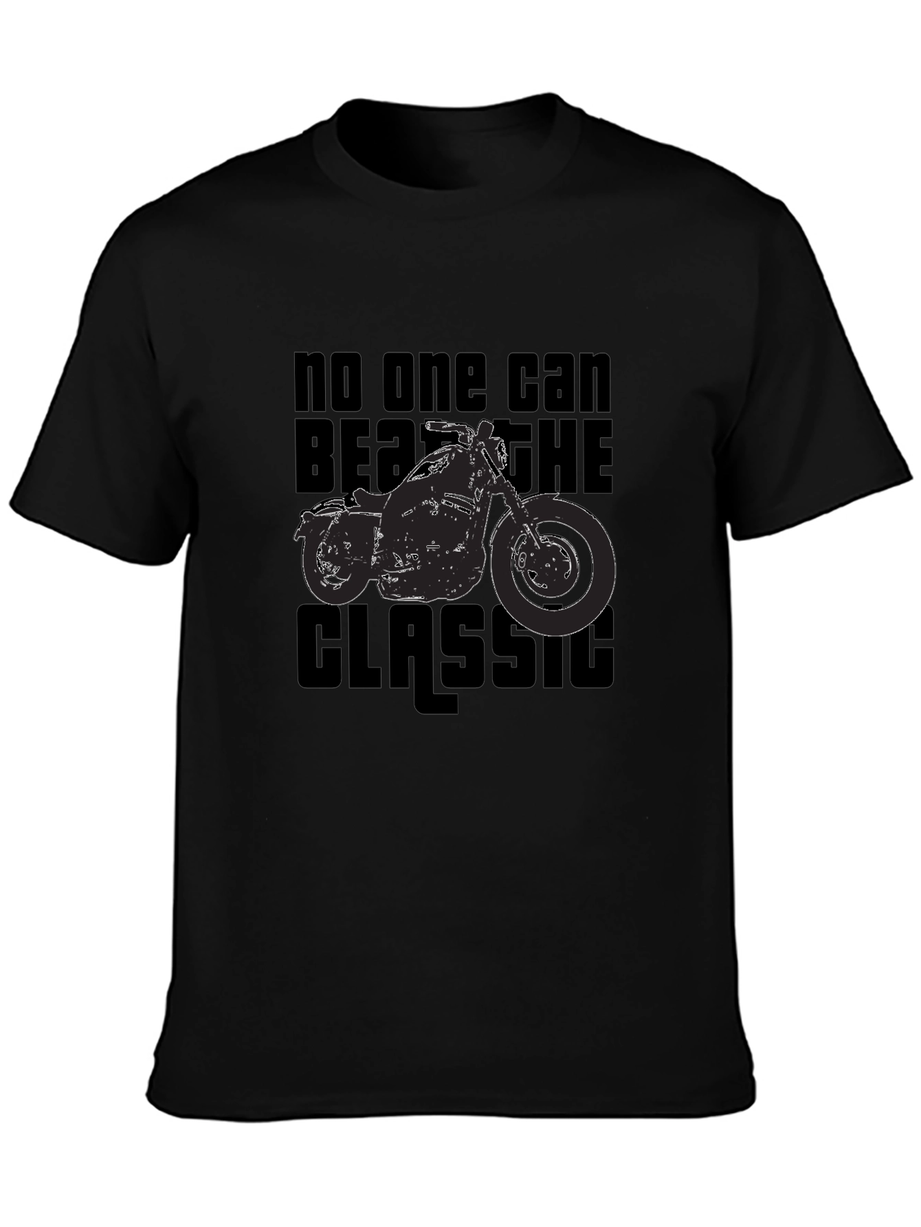 Classic Motorcycle Graphic Tee - Black Cotton T-Shirt