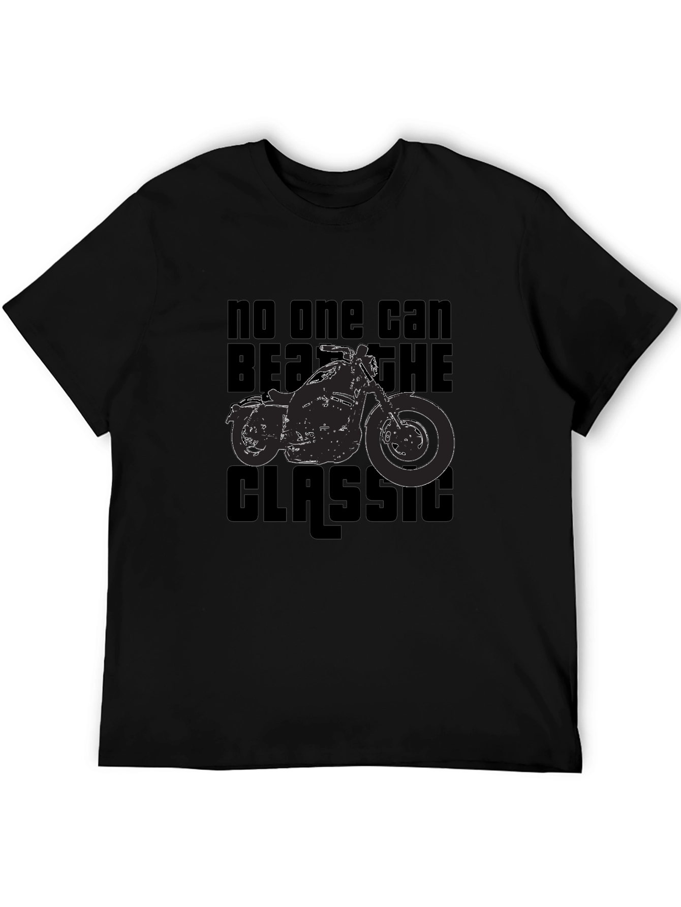 Classic Motorcycle Graphic Tee - Black Cotton T-Shirt